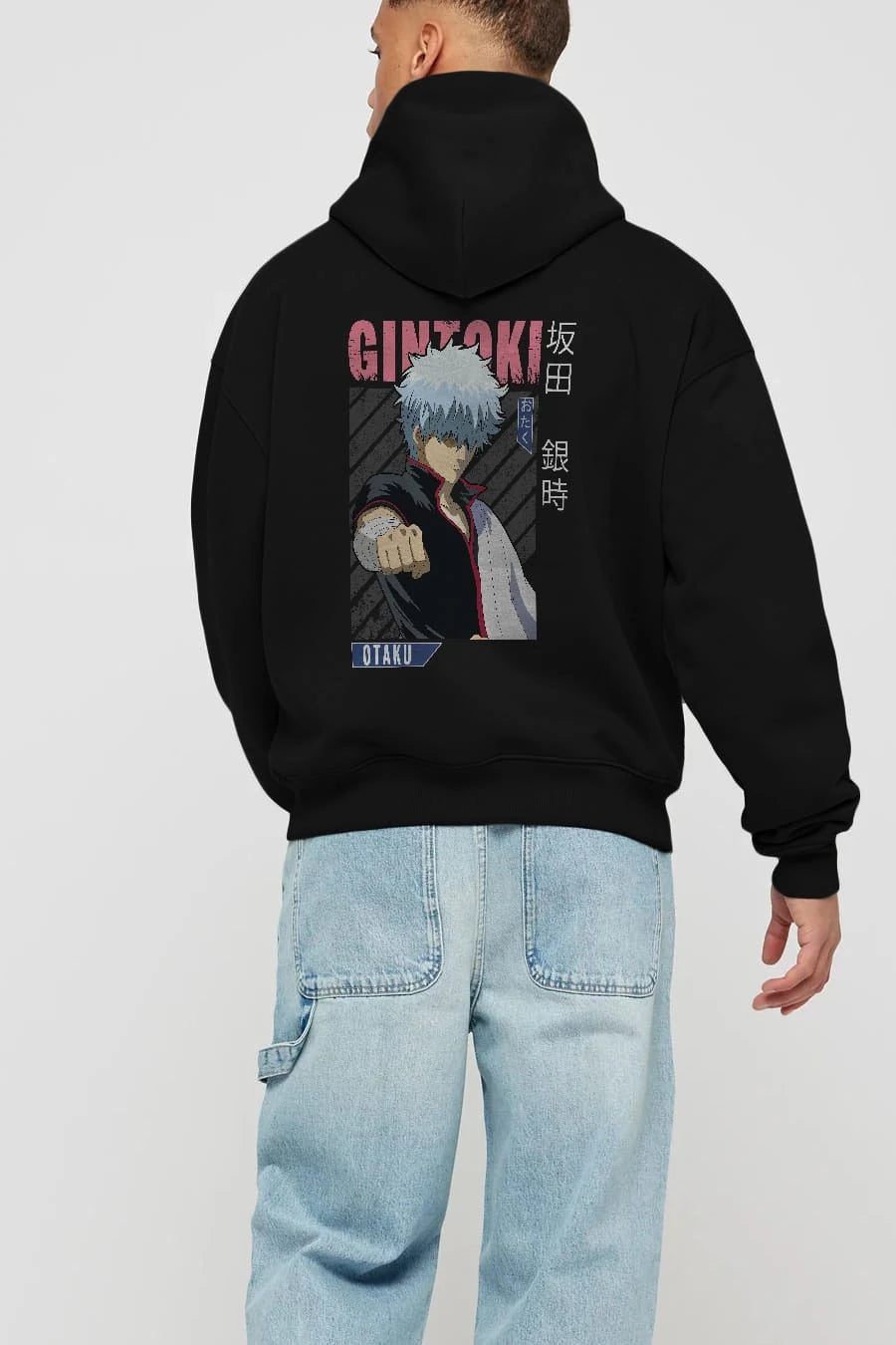 Gintoki Sakata GINTAMA 2 Anime Arka Baskılı Hoodie Oversize Kapüşonlu Sweatshirt Erkek Kadın Unisex