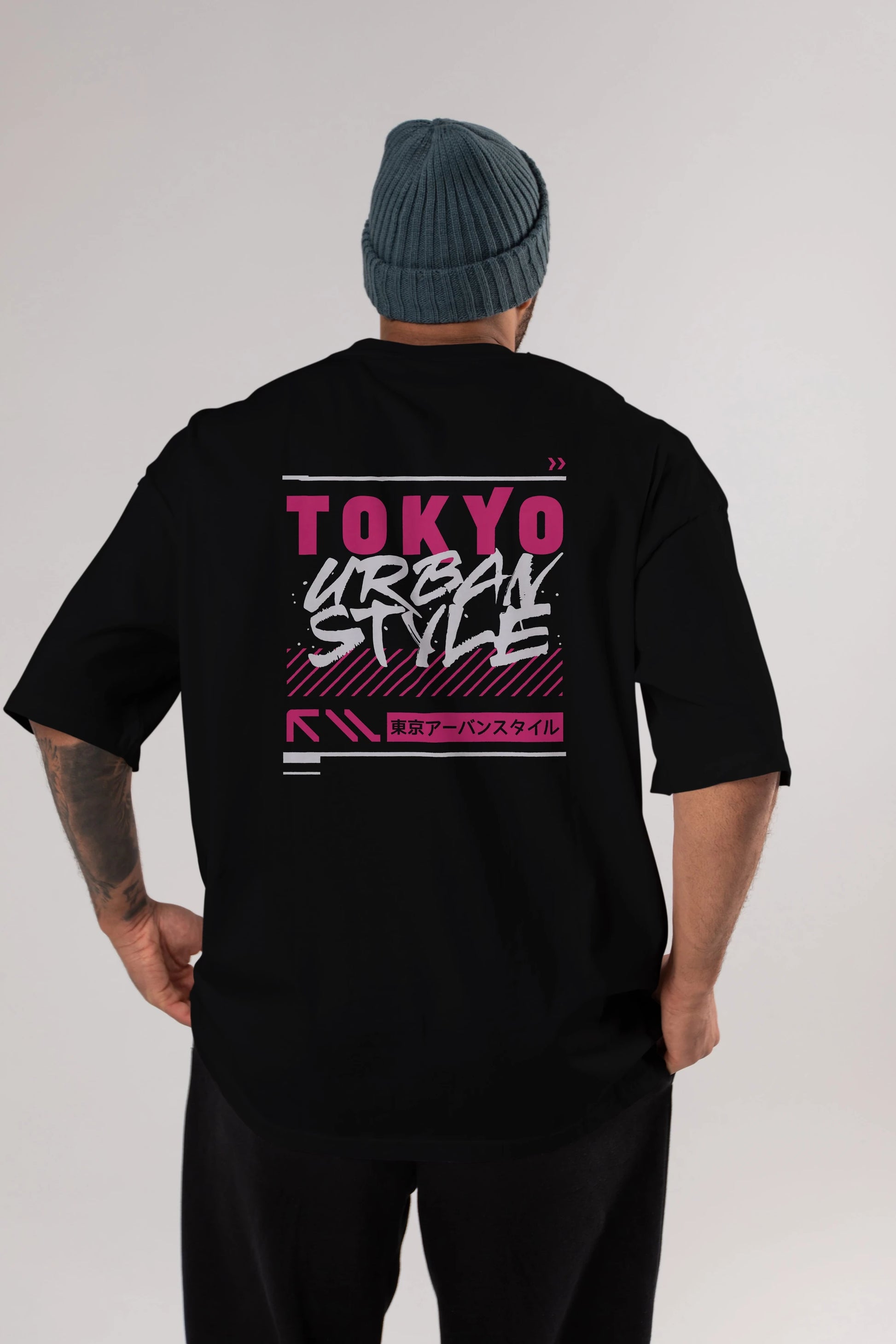 Tokyo Urban Style Arka Baskılı Oversize t-shirt Erkek Kadın Unisex