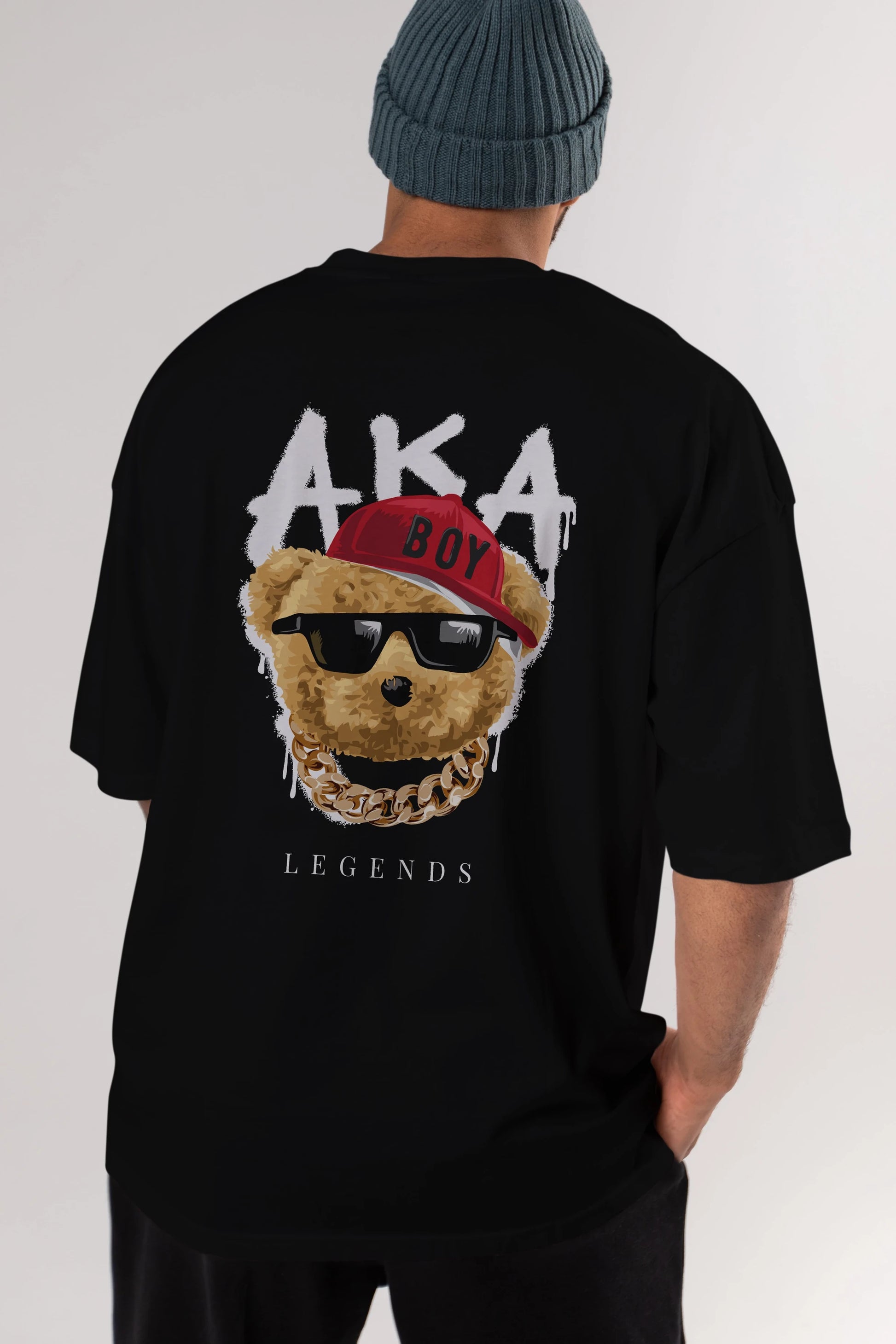 Teddy Bear Legends Arka Baskılı Oversize t-shirt Erkek Kadın Unisex %100 Pamuk