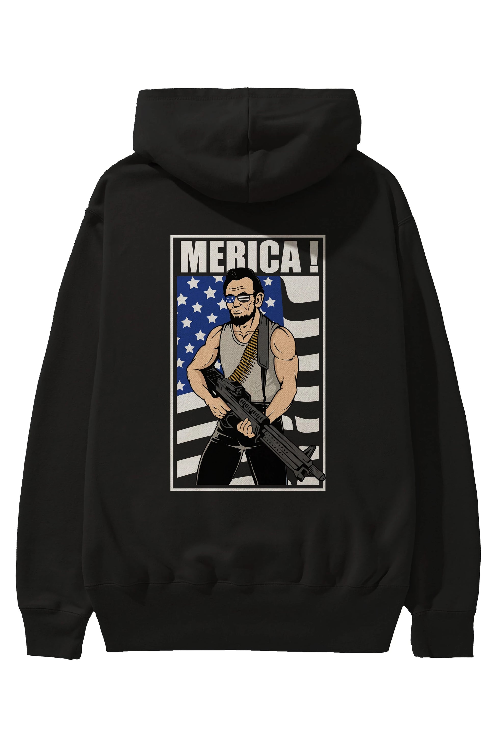 Lincoln Rambo Arka Baskılı Hoodie Oversize Kapüşonlu Sweatshirt Erkek Kadın Unisex