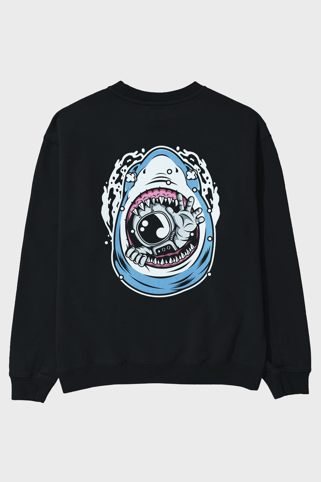 Astronaut Shark Arka Baskılı Oversize Sweatshirt Erkek Kadın Unisex