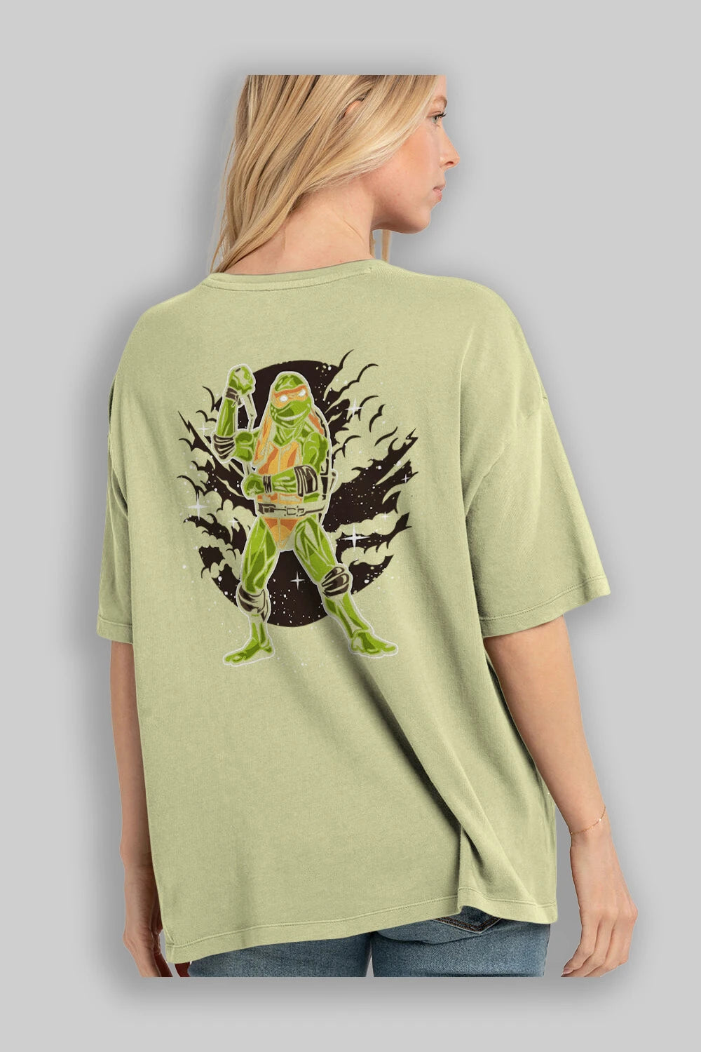 TURTLES Arka Baskılı Oversize t-shirt Erkek Kadın Unisex %100 Pamuk