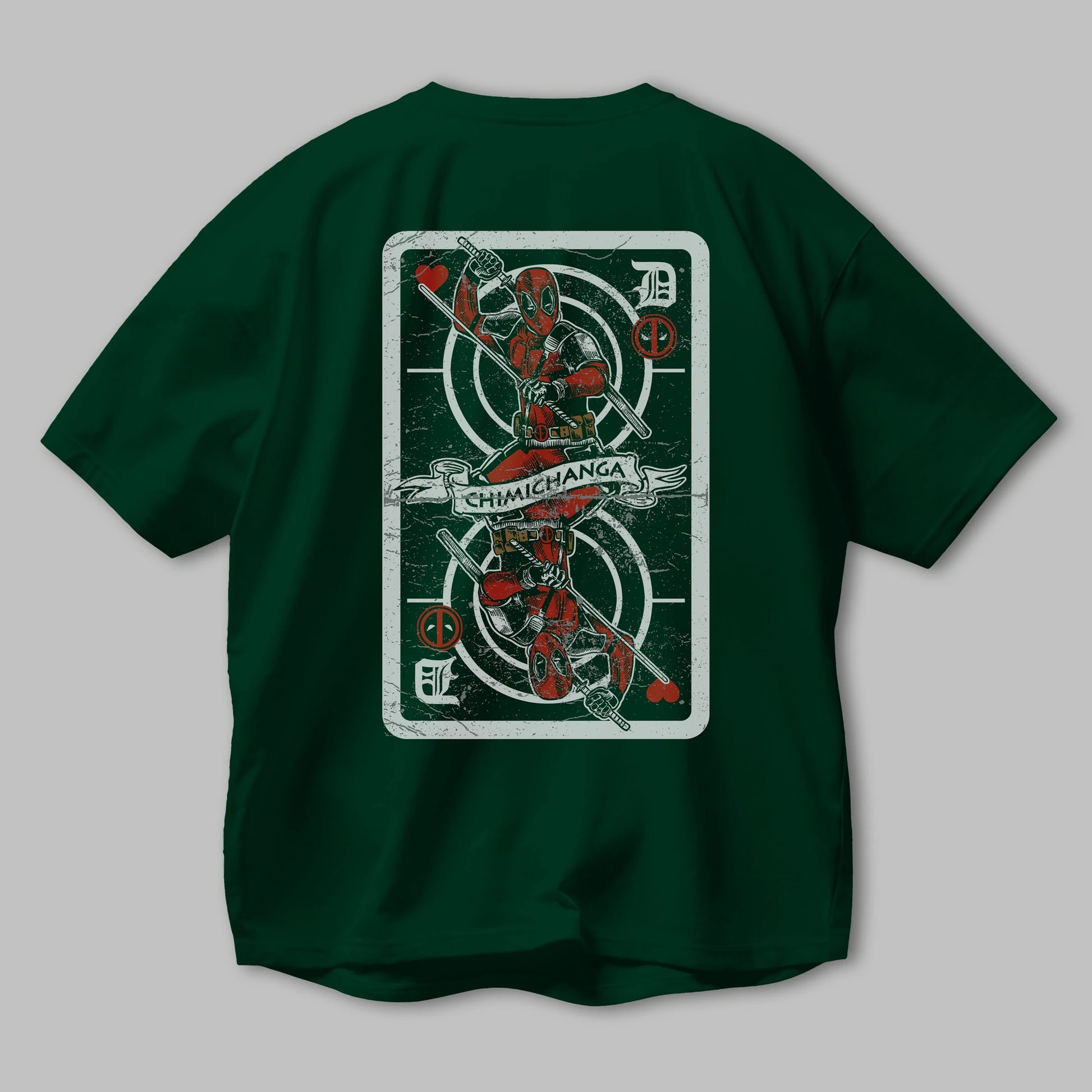 Deadpool Card Arka Baskılı Oversize t-shirt Erkek Kadın Unisex %100 Pamuk