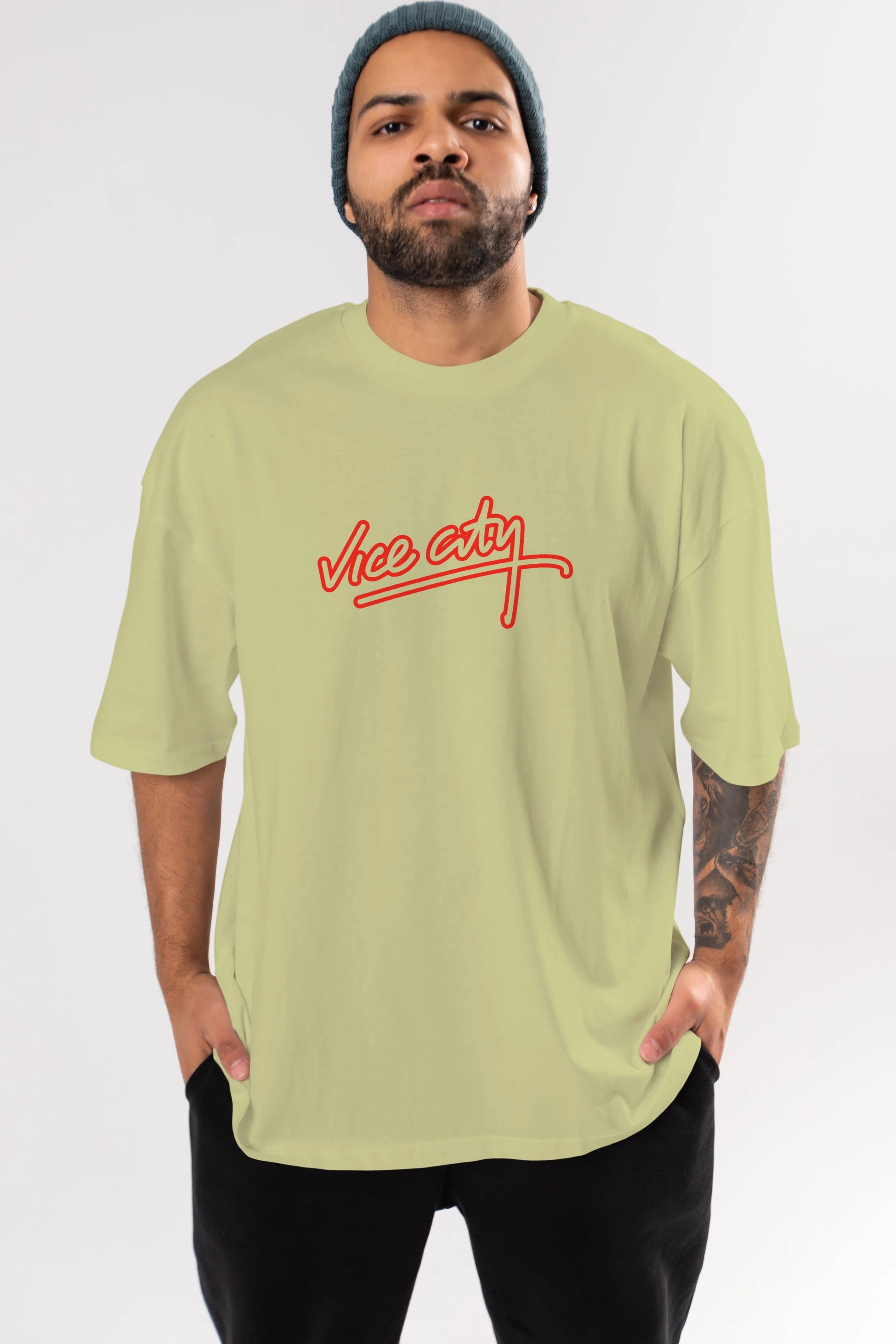 Vice City Ön Baskılı Oversize t-shirt %100 pamuk Erkek Kadın Unisex