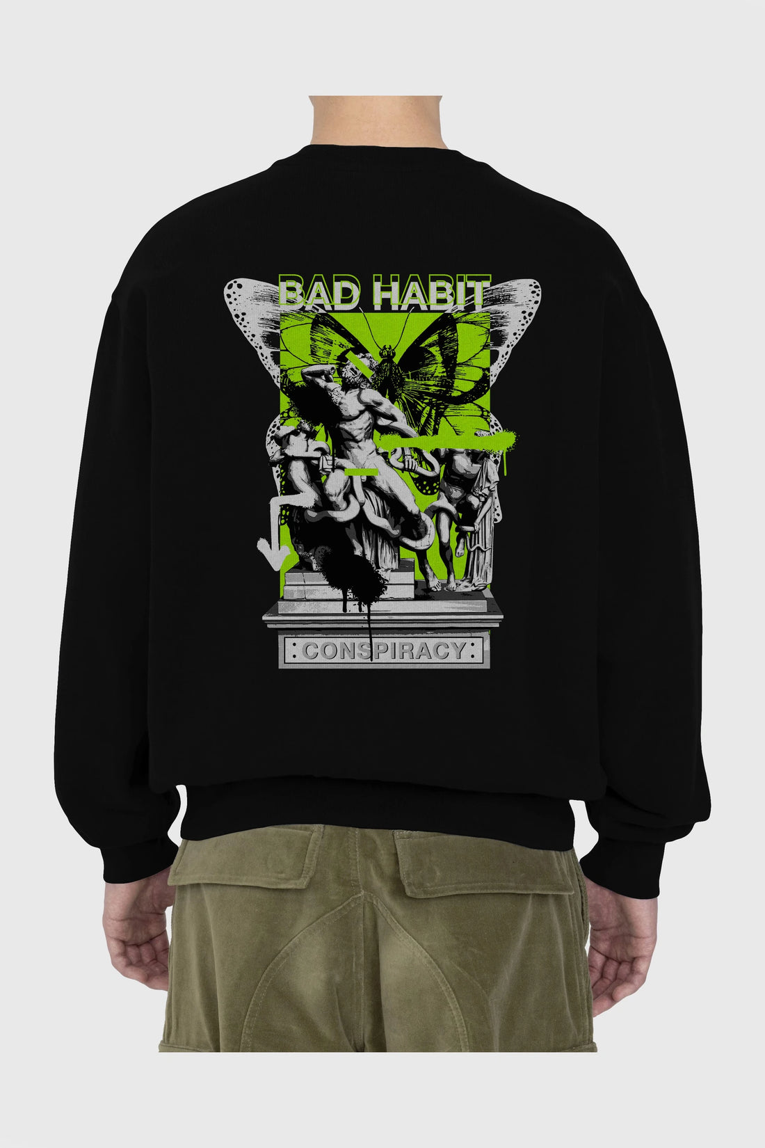 Bad Habit Arka Baskılı Oversize Sweatshirt Erkek Kadın Unisex