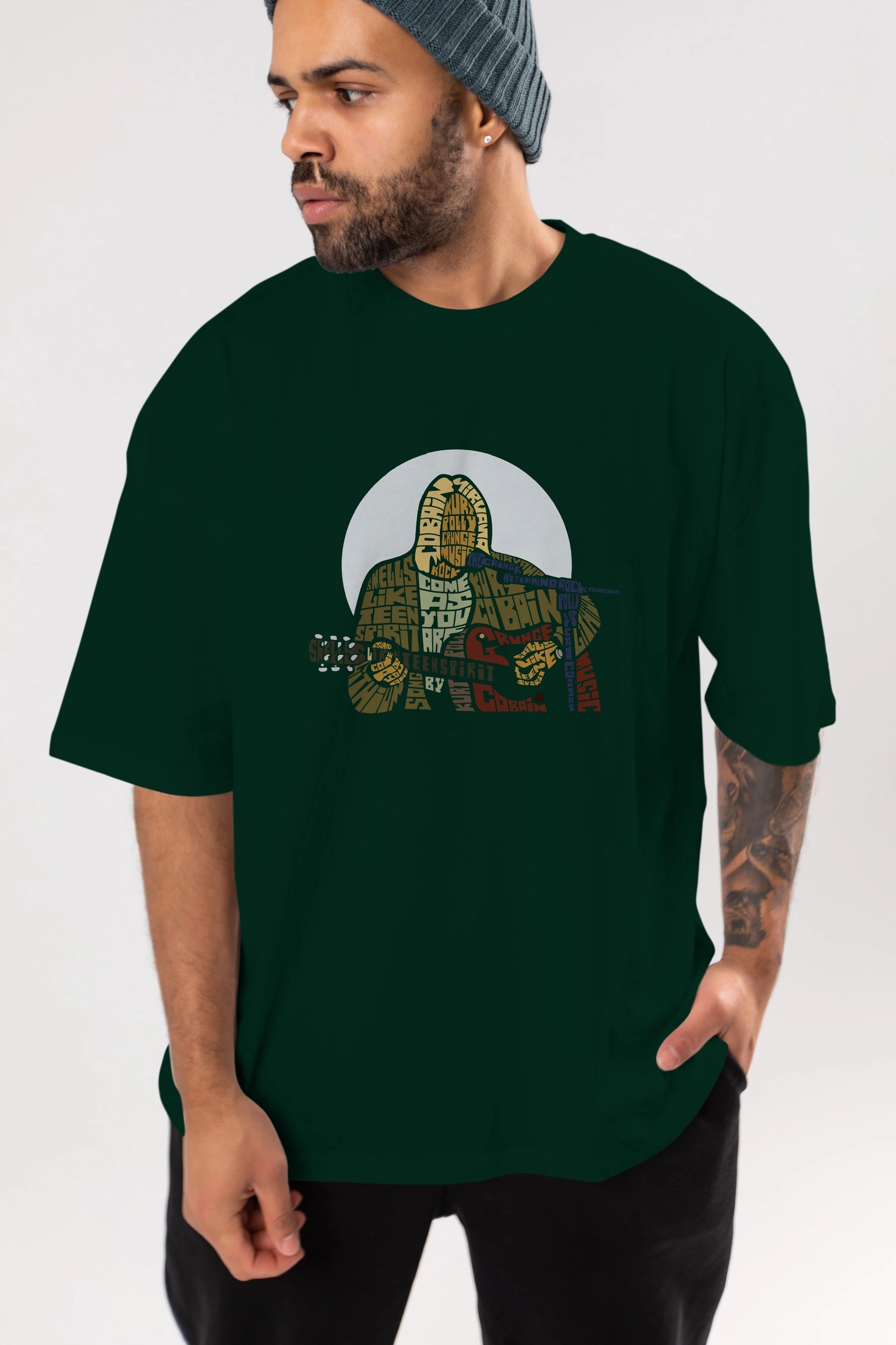 Kurt Cobain Ön Baskılı Oversize t-shirt %100 pamuk Erkek Kadın Unisex