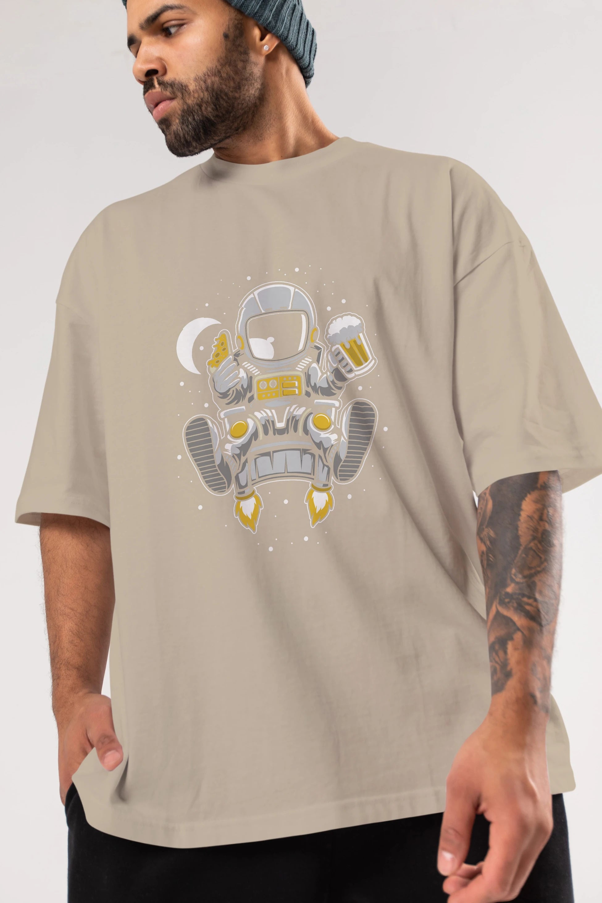 Astronaut Relax (2) Ön Baskılı Oversize t-shirt Erkek Kadın Unisex