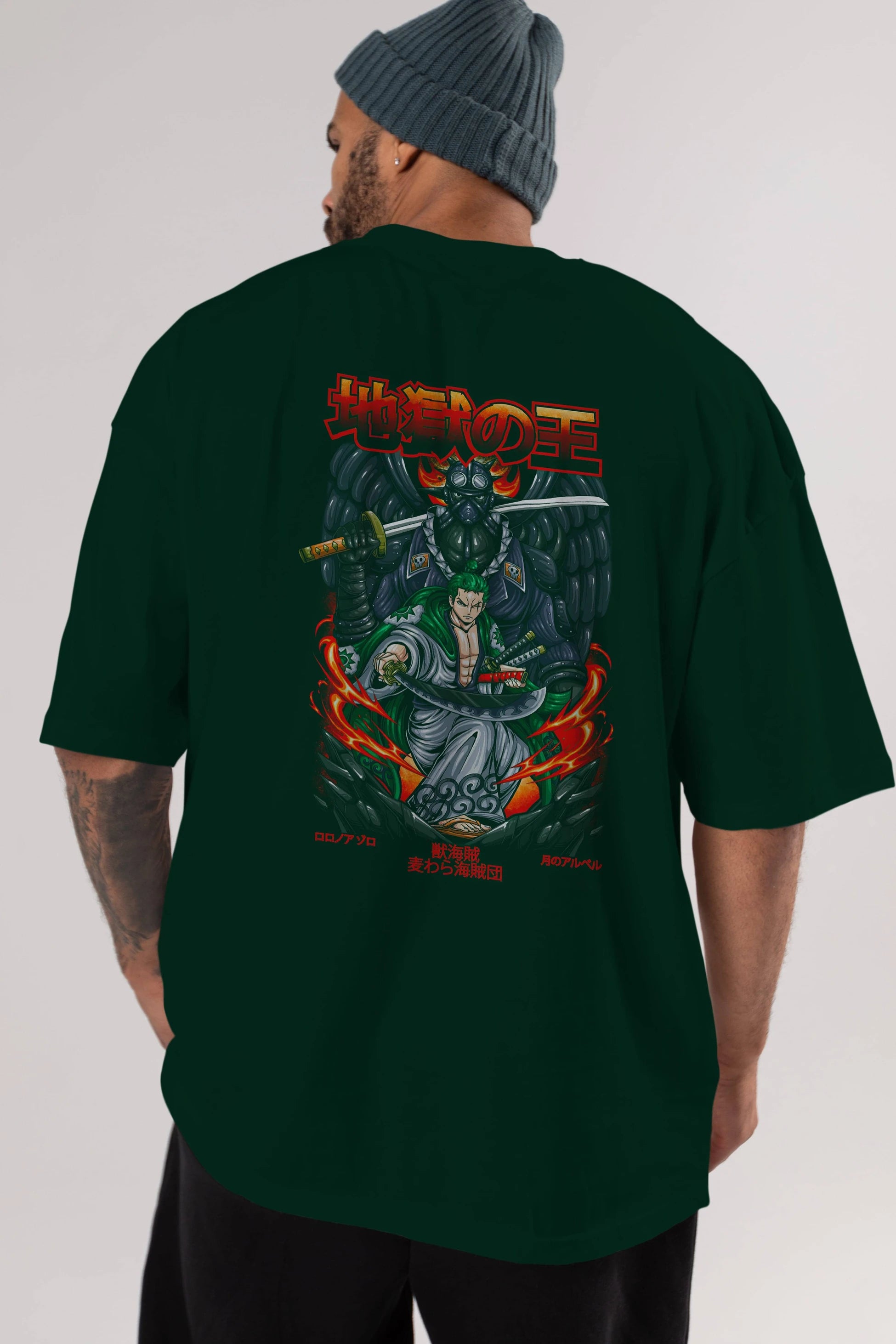 Roronoa Zoro 4 Anime Arka Baskılı Oversize t-shirt Erkek Kadın Unisex