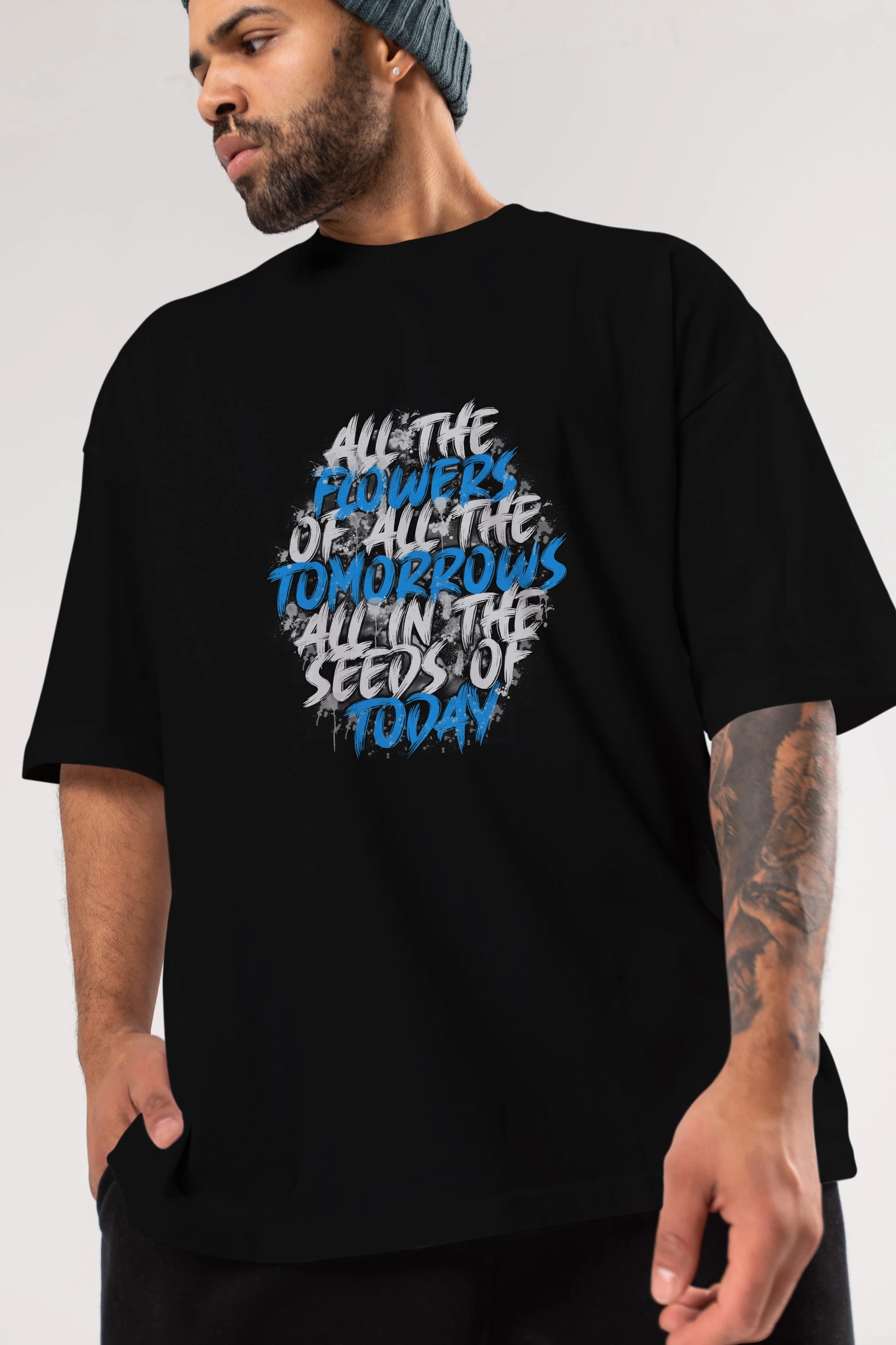 All The Flowers Ön Baskılı Oversize t-shirt Erkek Kadın Unisex