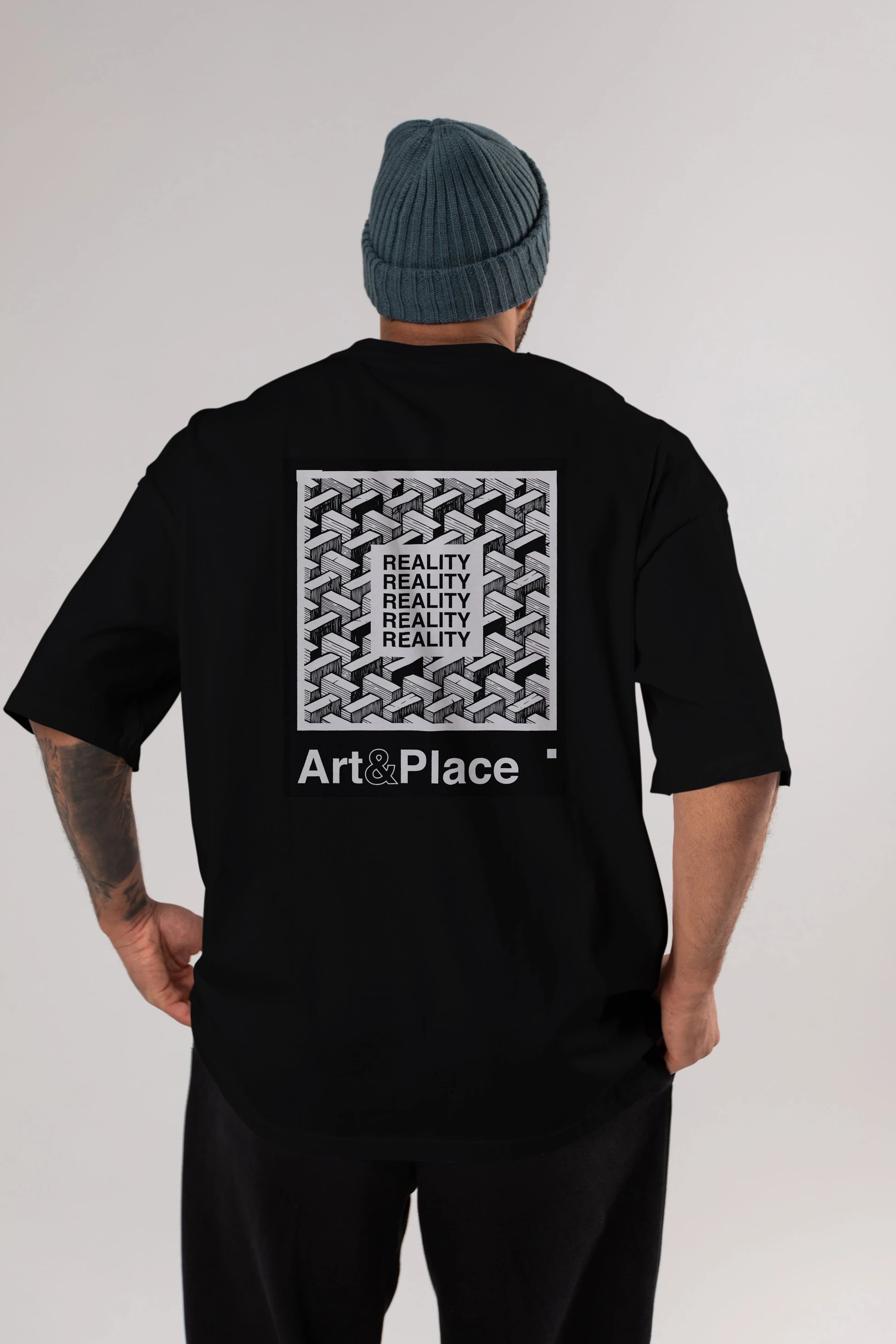 Reality Arka Baskılı Oversize t-shirt Erkek Kadın Unisex