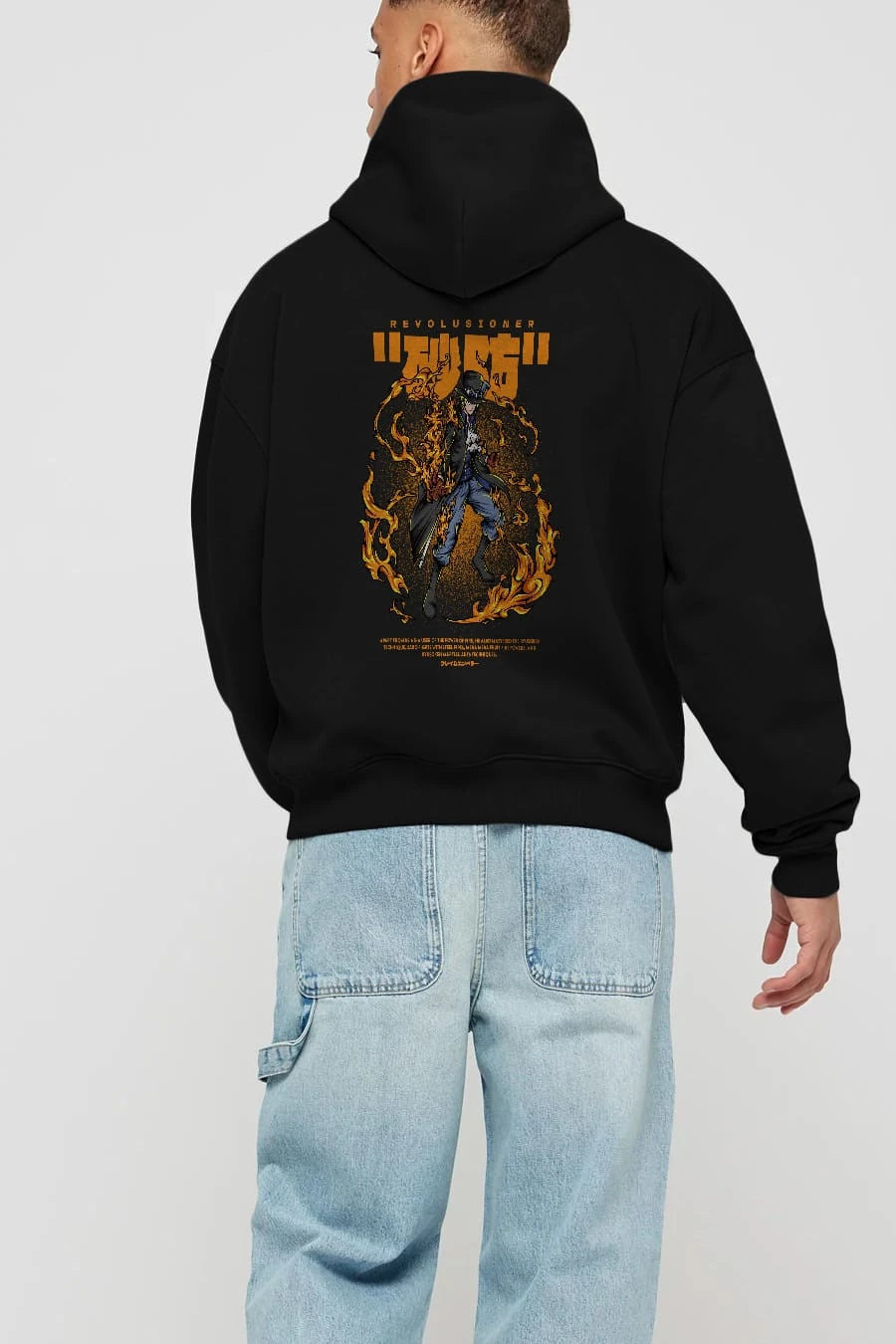 Revolusioner Sabo Anime Arka Baskılı Hoodie Oversize Kapüşonlu Sweatshirt Erkek Kadın Unisex