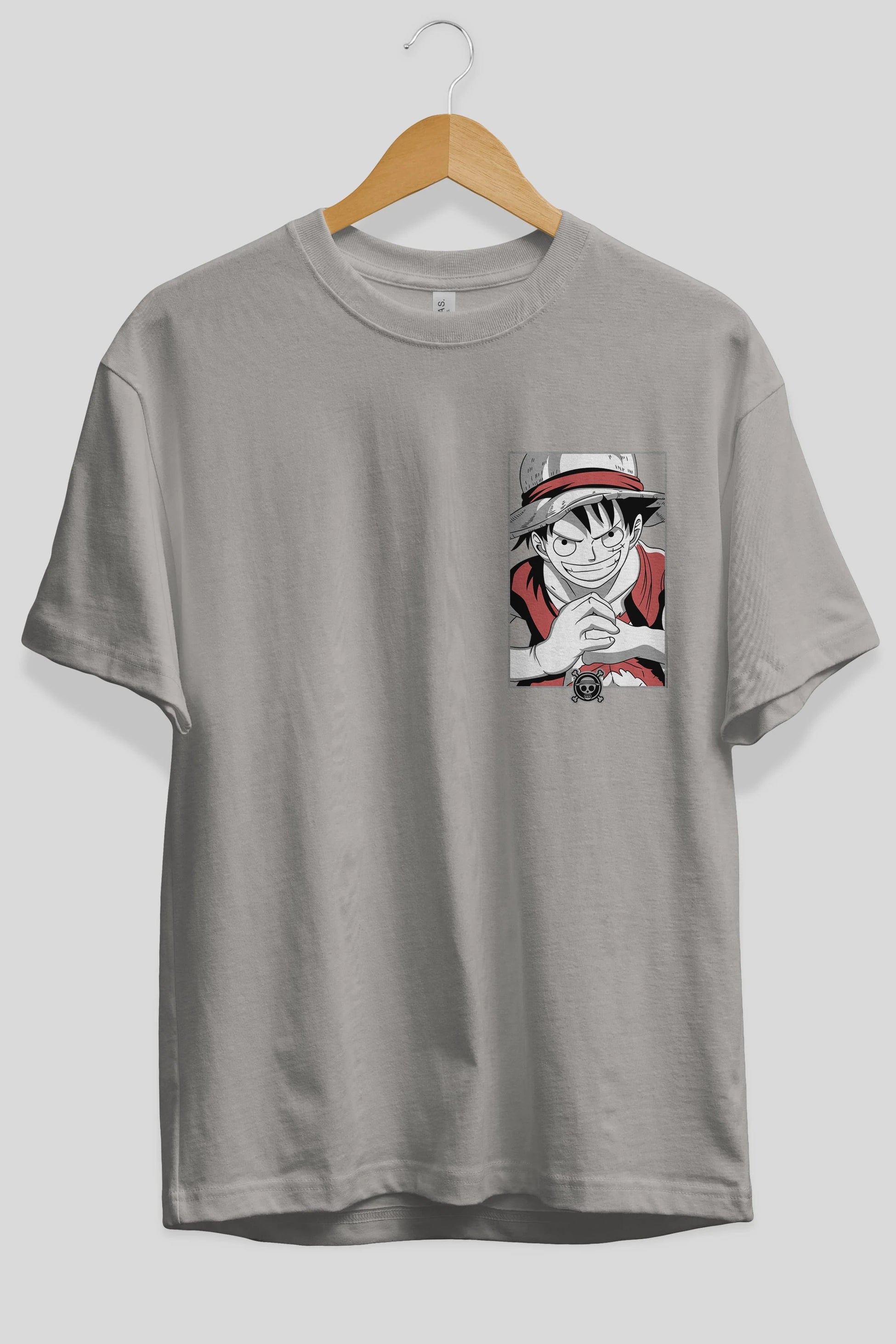 LUFF D. MONKEY OnePiece Ön Sol Baskılı Oversize t-shirt Erkek Kadın Unisex %100 Pamuk Bisiklet Yaka tişort