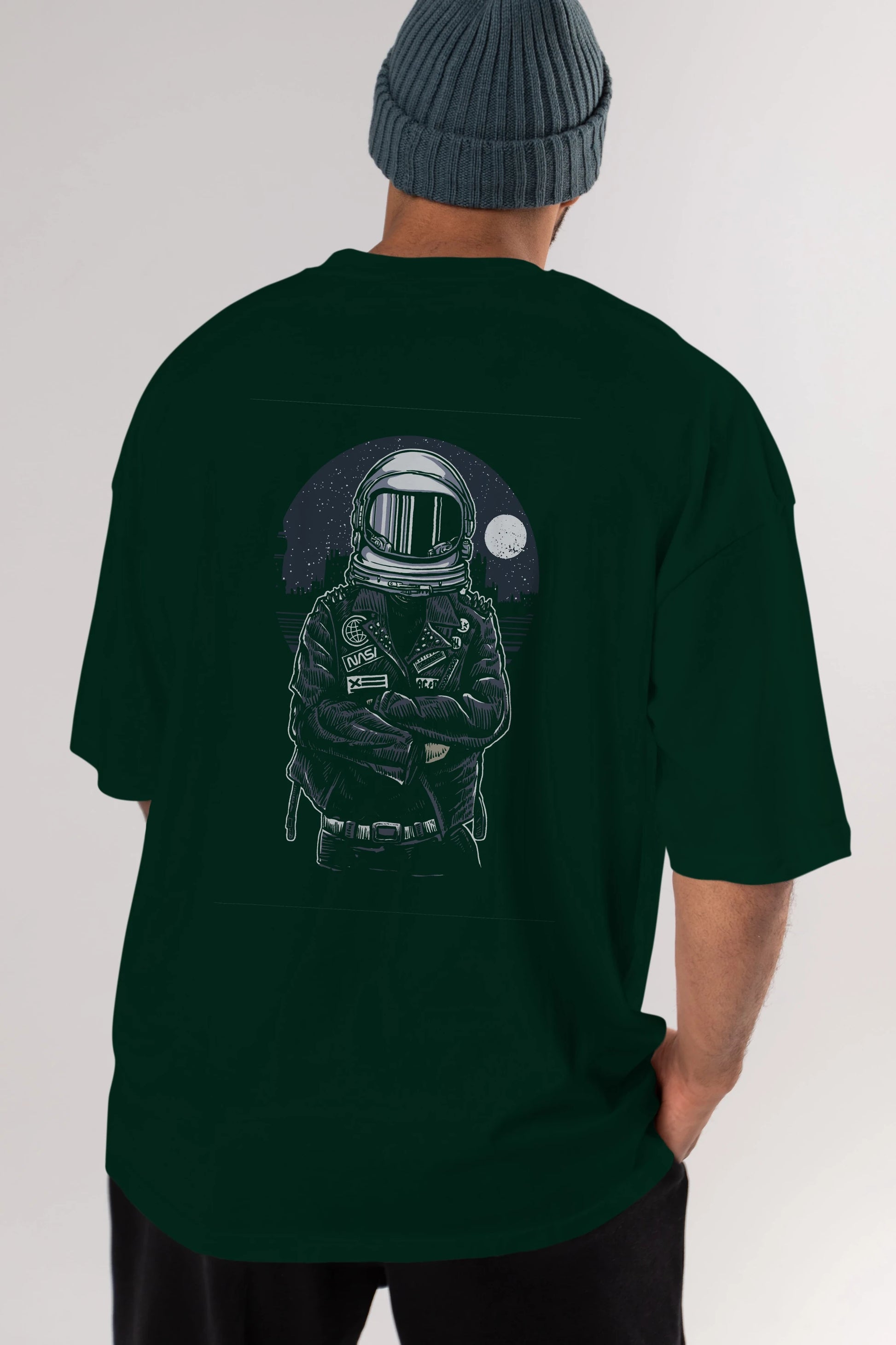 Astronaut Rebel Arka Baskılı Oversize t-shirt Erkek Kadın Unisex %100 Pamuk