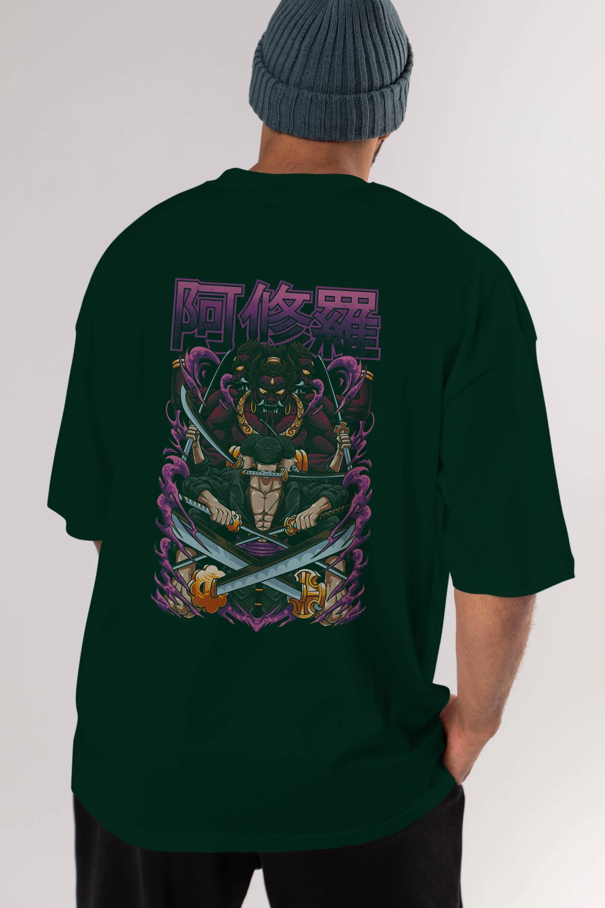 Roronoa Zoro 1 Anime Arka Baskılı Oversize t-shirt Erkek Kadın Unisex