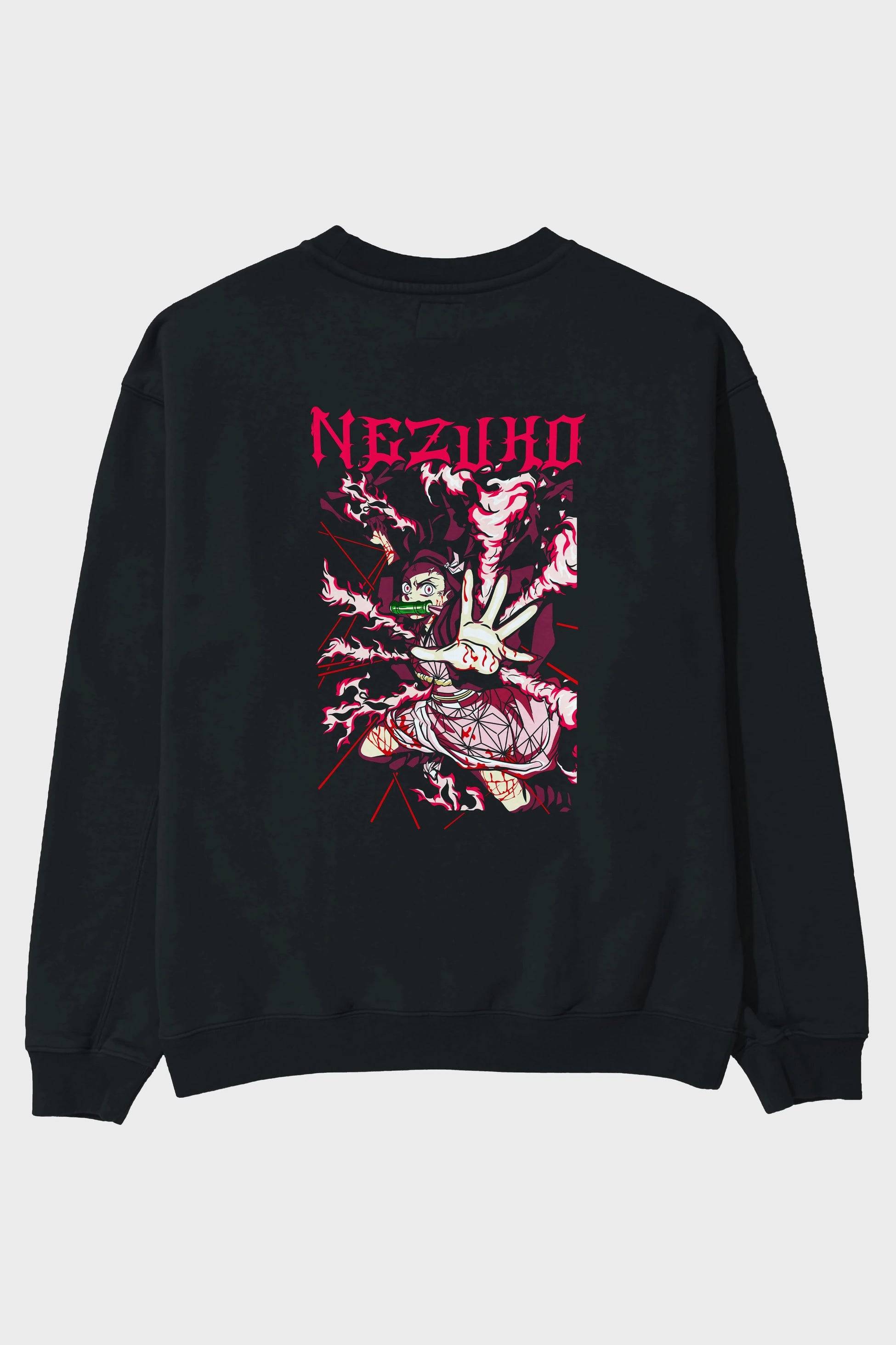 NEZUKO KAMADO Anime Arka Baskılı Oversize Sweatshirt Erkek Kadın Unisex