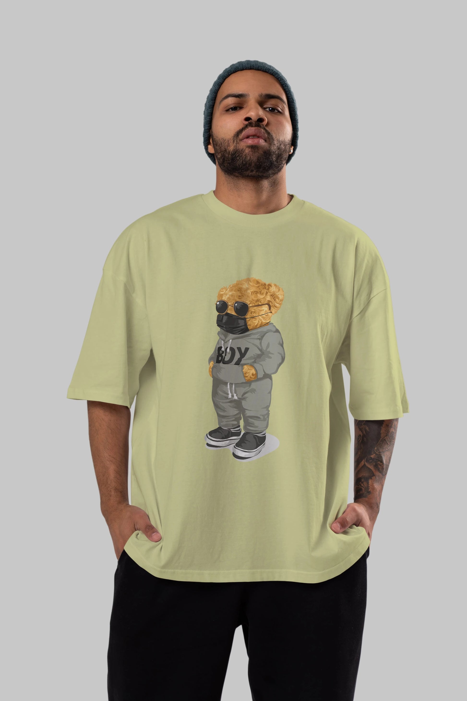 Teddy Bear Boy Ön Baskılı Oversize t-shirt Erkek Kadın Unisex %100 Pamuk