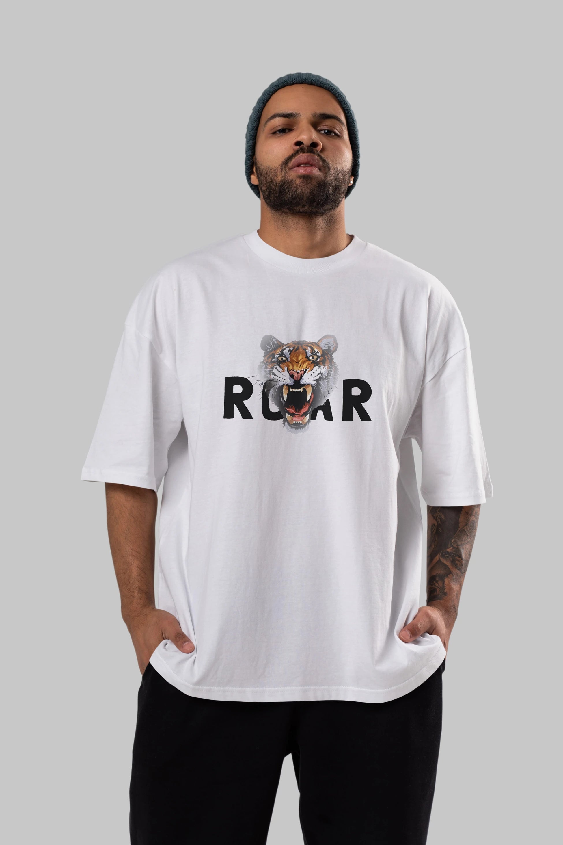 Teddy Bear Roar Ön Baskılı Oversize t-shirt Erkek Kadın Unisex %100 Pamuk