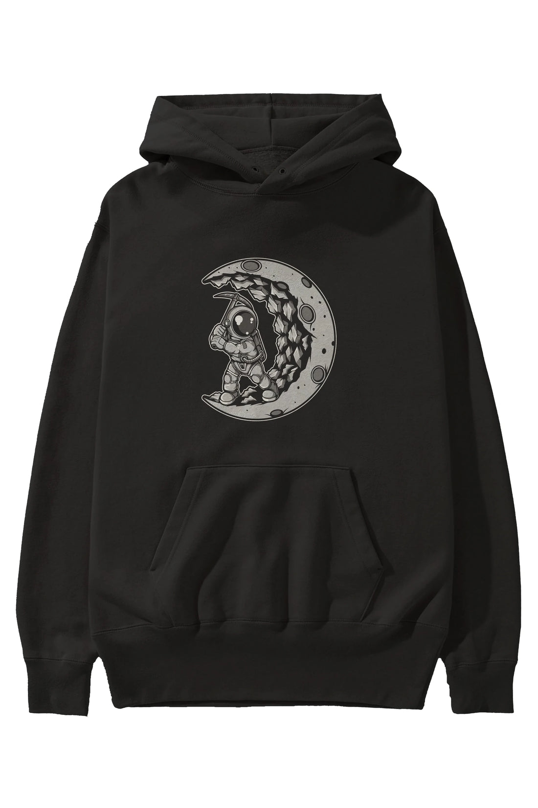 Astronaut Moon Digger Ön Baskılı Hoodie Oversize Kapüşonlu Sweatshirt Erkek Kadın Unisex