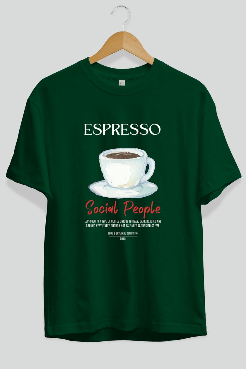 Espresso Kokteyl Serisi ön Baskılı Oversize t-shirt Erkek Kadın %100 Pamuk Bisiklet Yaka tişort