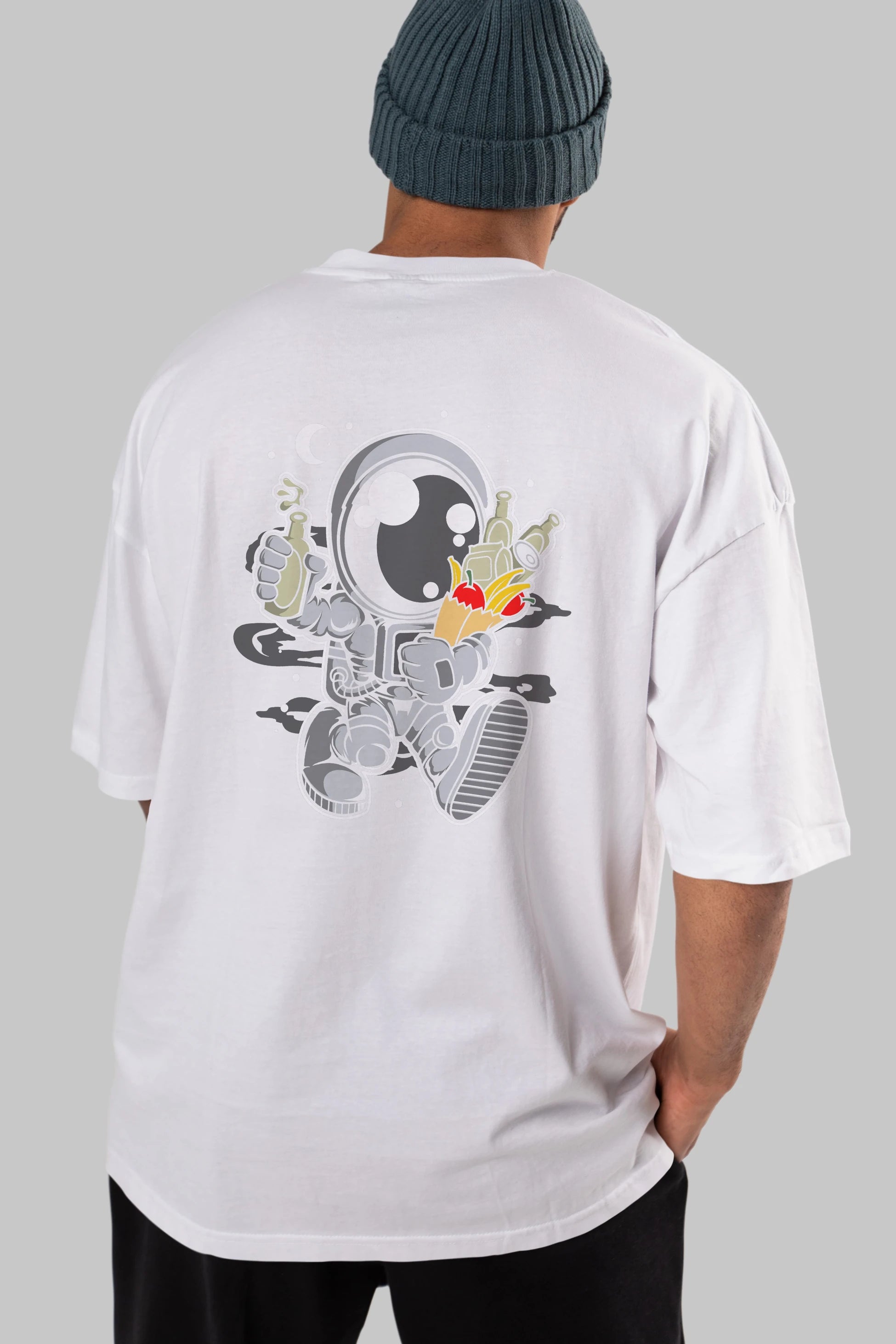 Astronaut Grochery Arka Baskılı Oversize t-shirt Erkek Kadın Unisex
