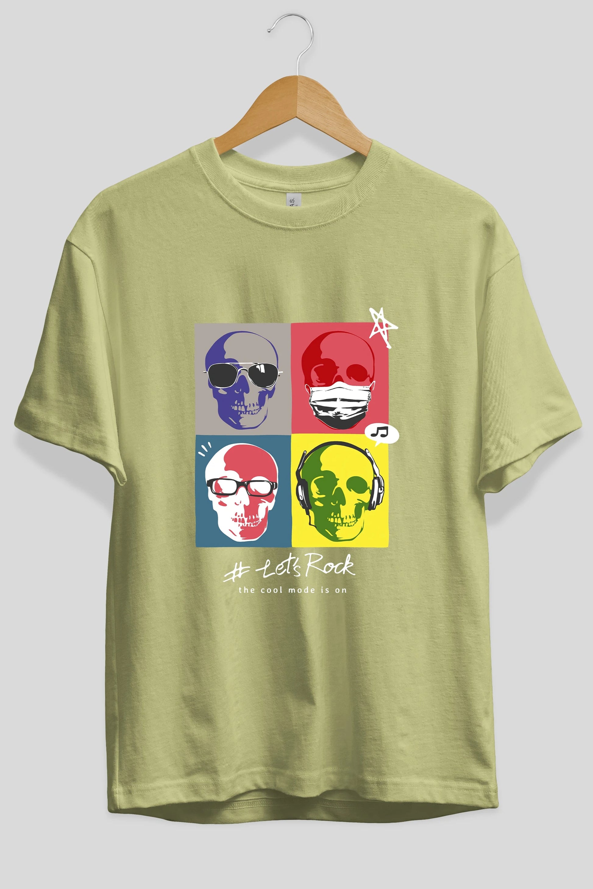 Lets Rock Ön Baskılı Oversize t-shirt Erkek Kadın Unisex