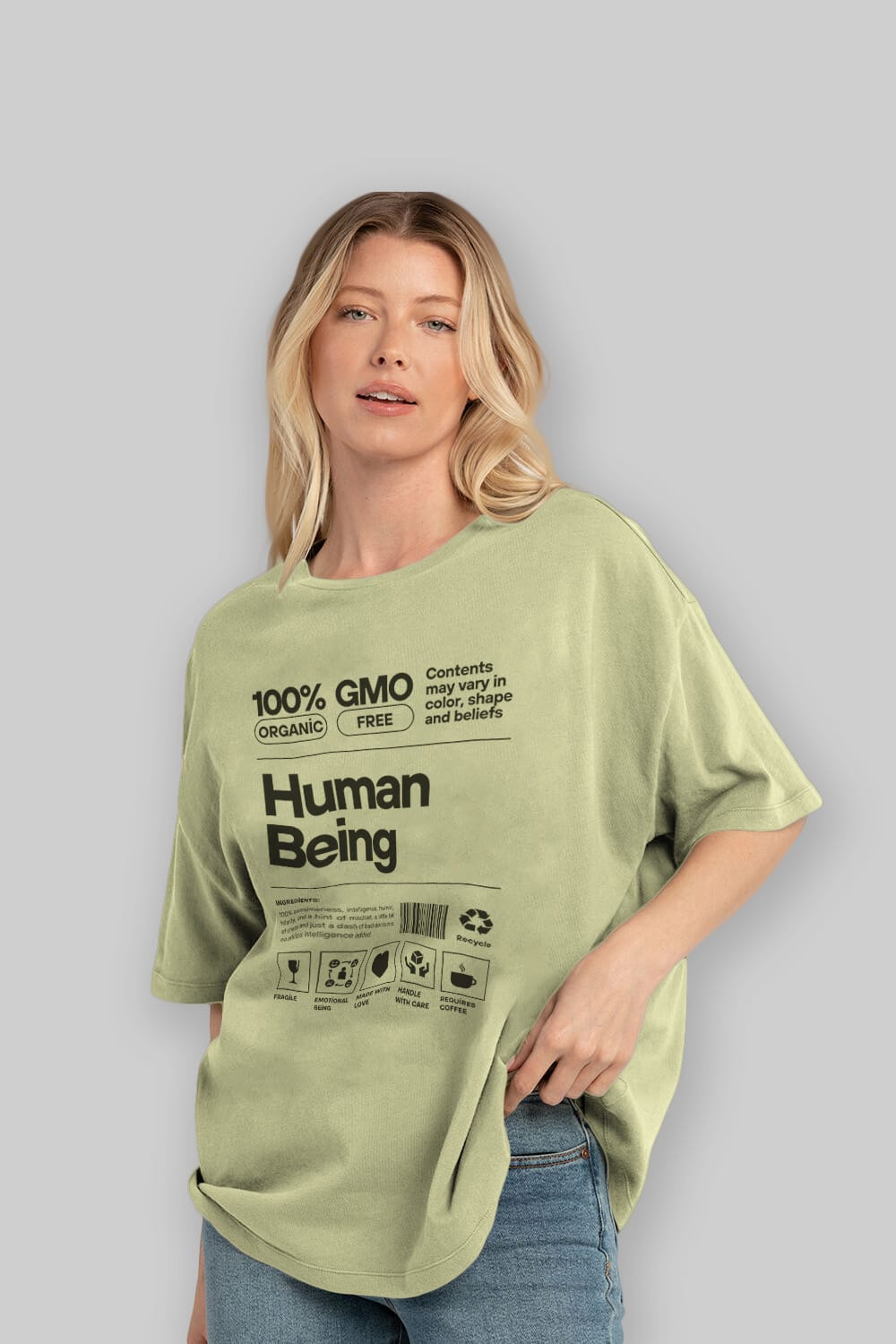 Human Being Ön Baskılı Oversize t-shirt Erkek Kadın Unisex