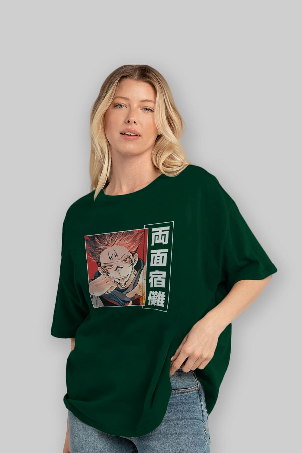 Sukuna Ryoumen 4 Anime Ön Baskılı Oversize t-shirt %100 pamuk Erkek Kadın Unisex