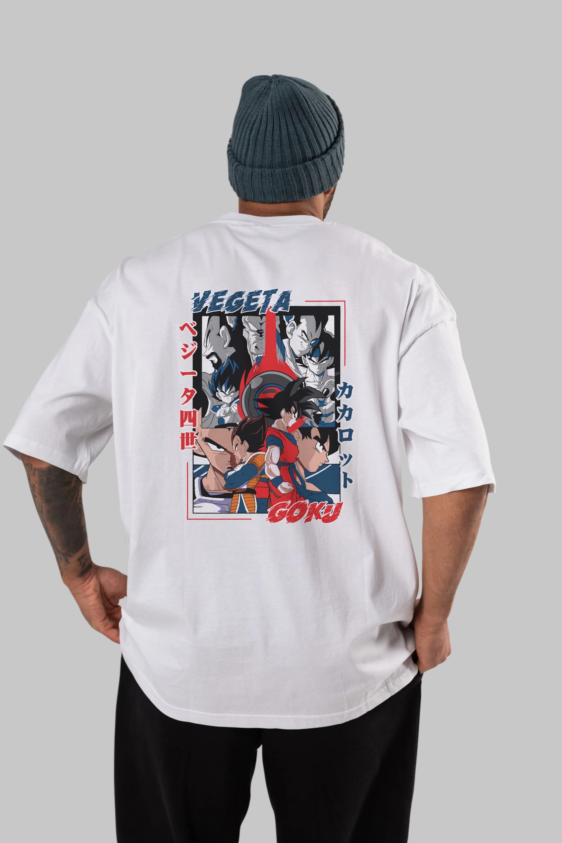 VEGETA VS GOKU Anime Arka Baskılı Oversize t-shirt Erkek Kadın Unisex