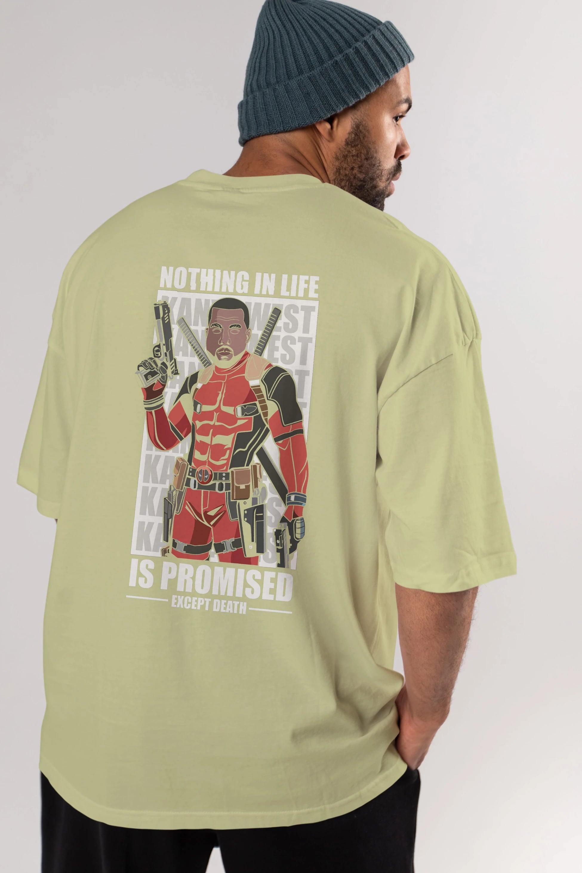 Kanye West Deadpool Arka Baskılı Oversize t-shirt Erkek Kadın Unisex %100 Pamuk tişort
