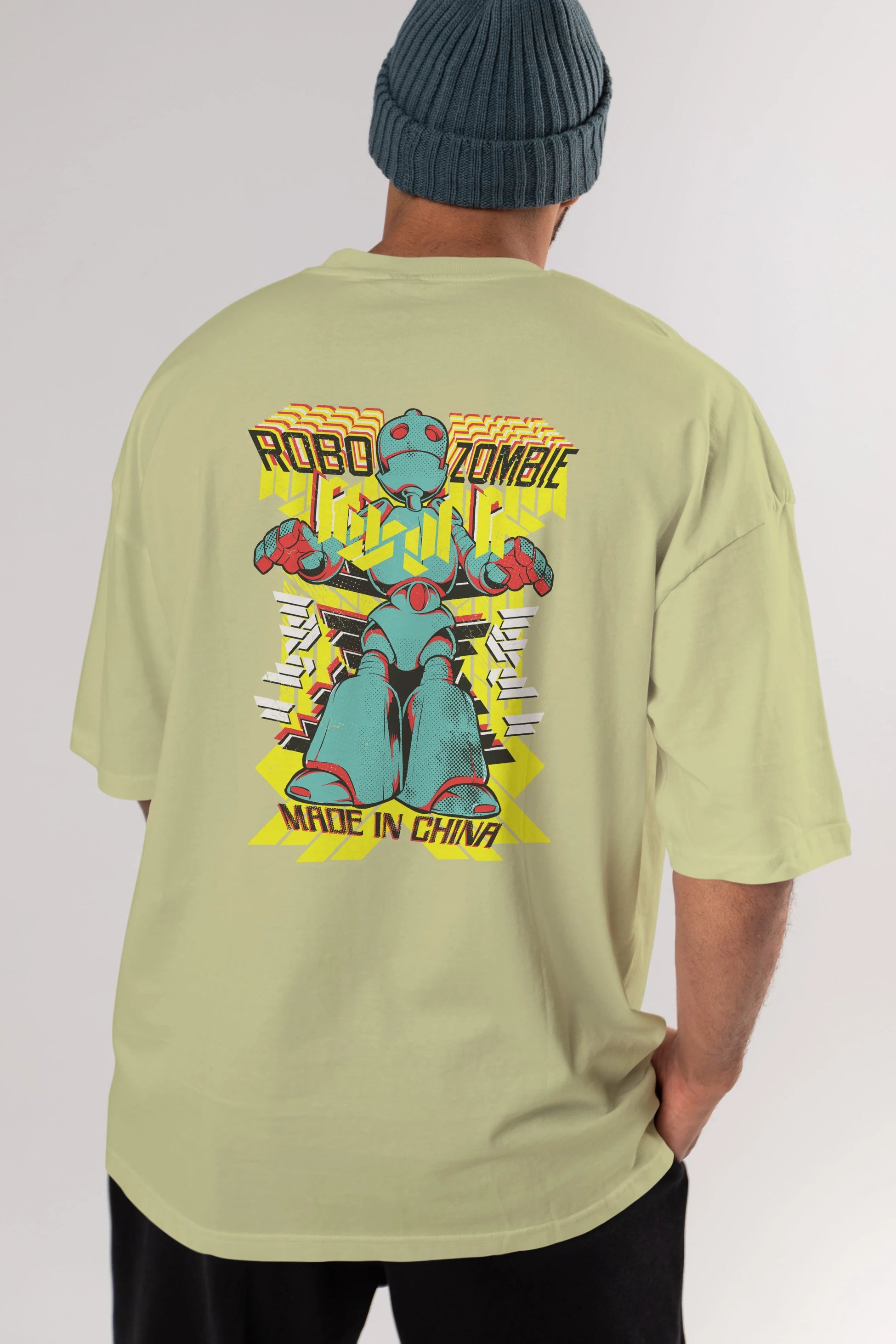 Robo Zombie Arka Baskılı Oversize t-shirt Erkek Kadın Unisex