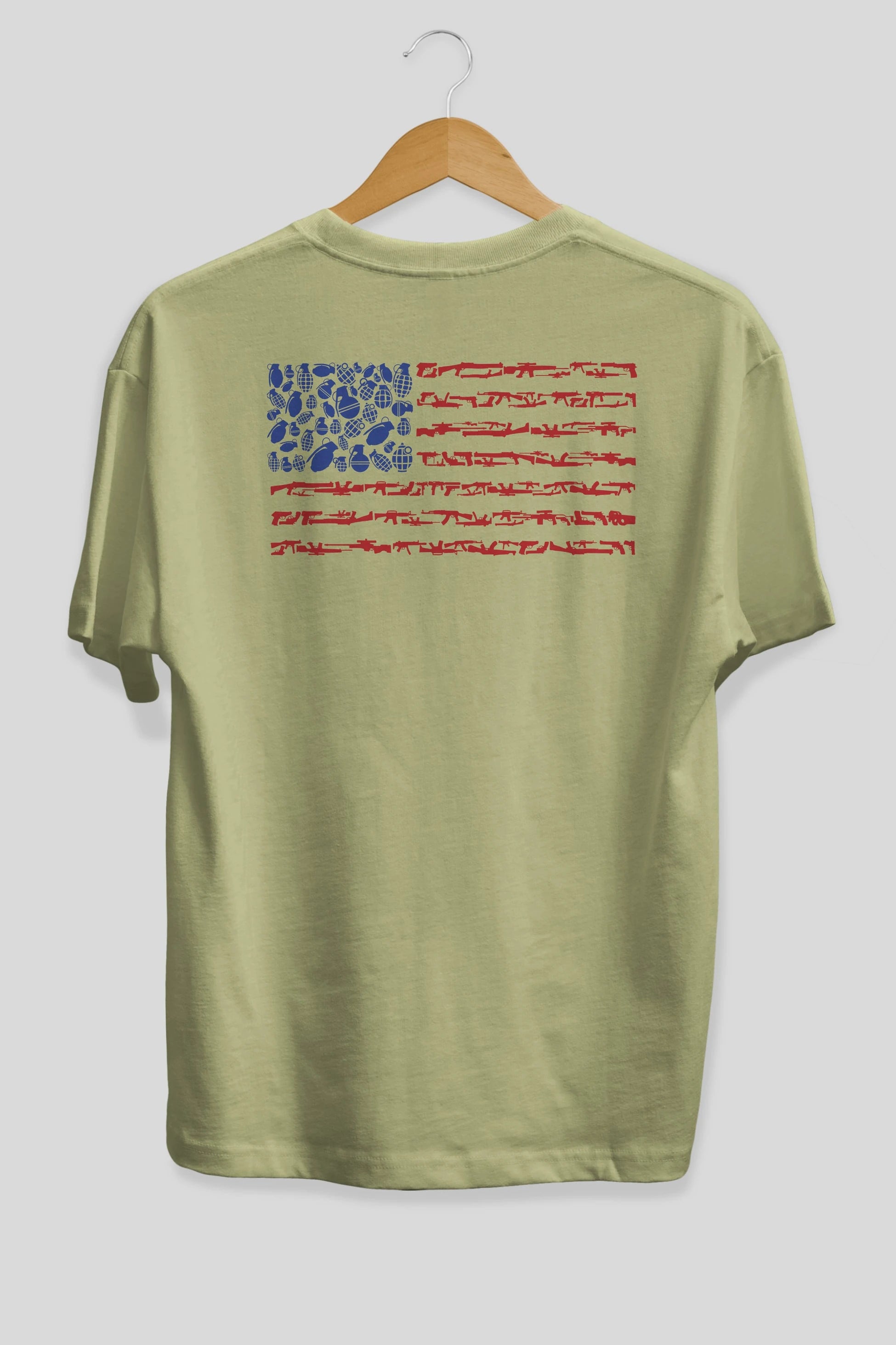Weapon Flag Arka Baskılı Oversize t-shirt %100 pamuk Erkek Kadın Unisex