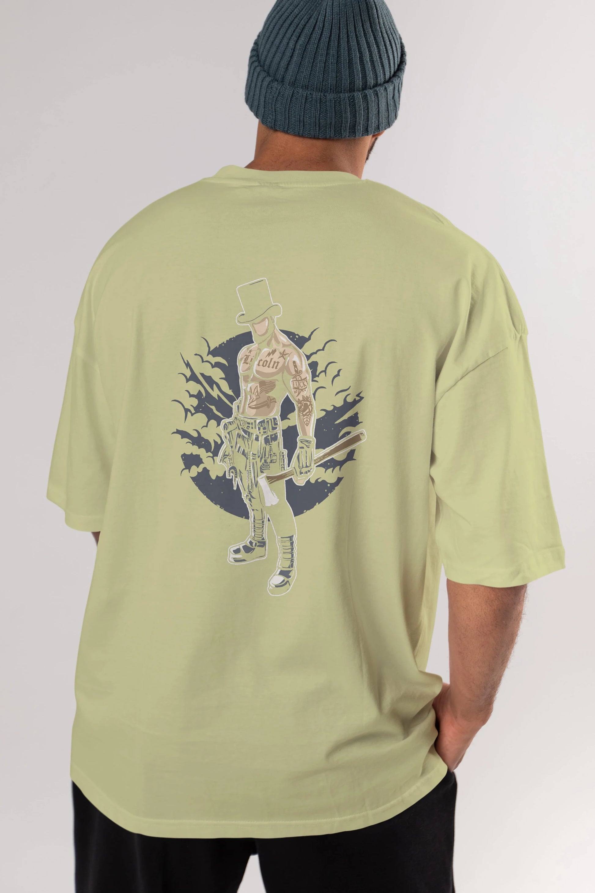 Lincoln Arka Baskılı Oversize t-shirt Erkek Kadın Unisex %100 Pamuk