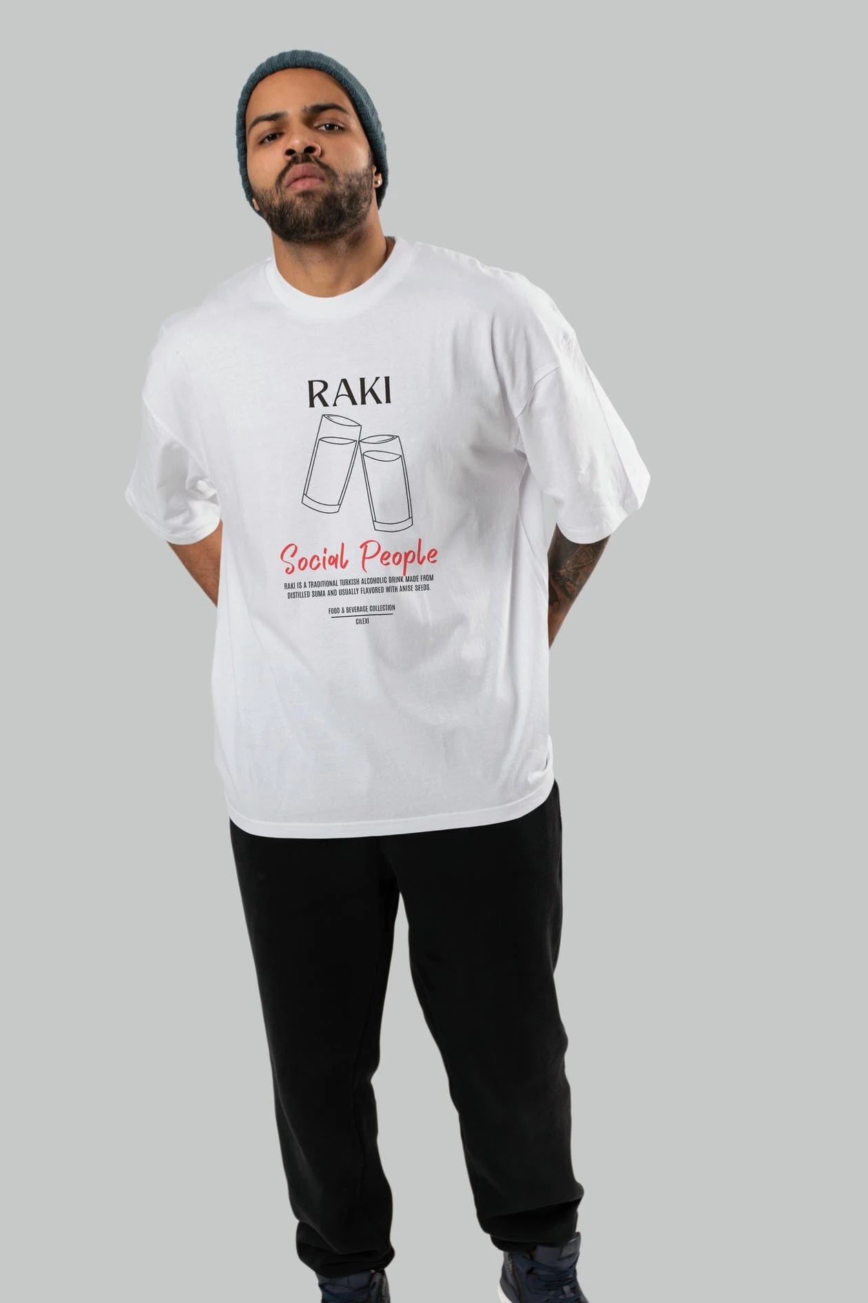 Rakı Kokteyl Serisi ön Baskılı Oversize t-shirt Erkek Kadın %100 Pamuk Bisiklet Yaka tişort