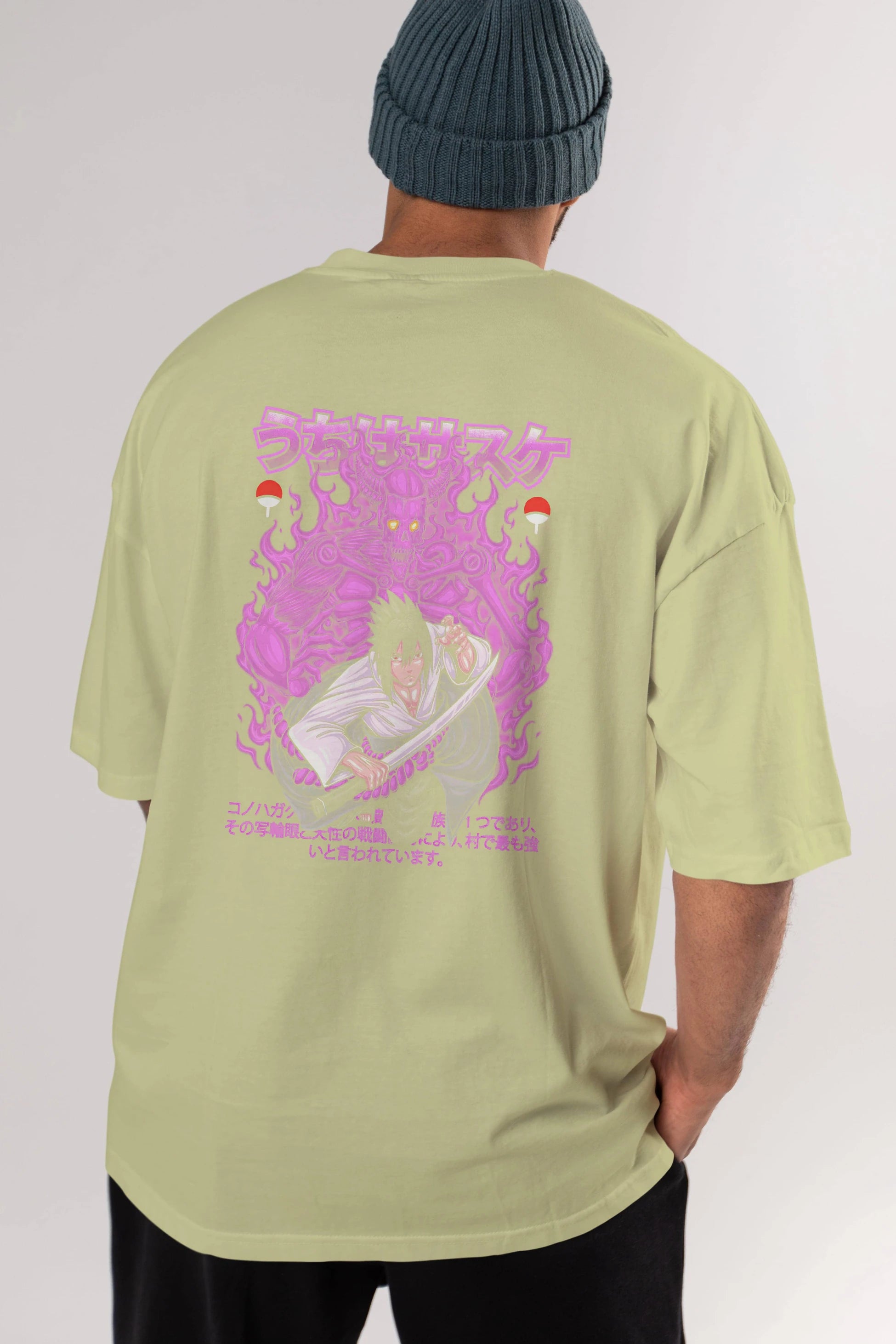 SASUKE UCHIHA NARUTO Anime Arka Baskılı Oversize t-shirt Erkek Kadın Unisex