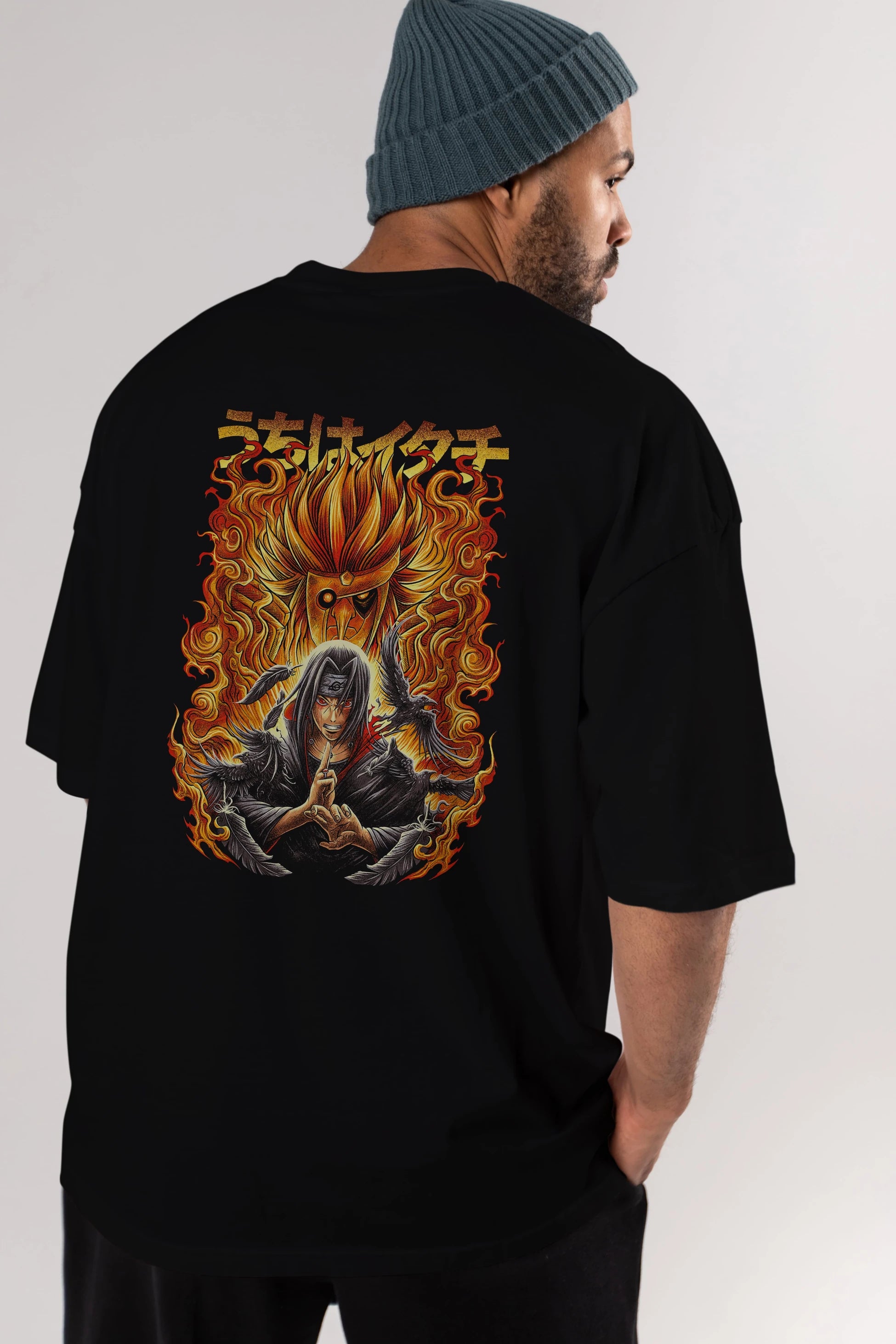 NARUTO ITACHI UCHIHA Anime Arka Baskılı Oversize t-shirt Erkek Kadın Unisex
