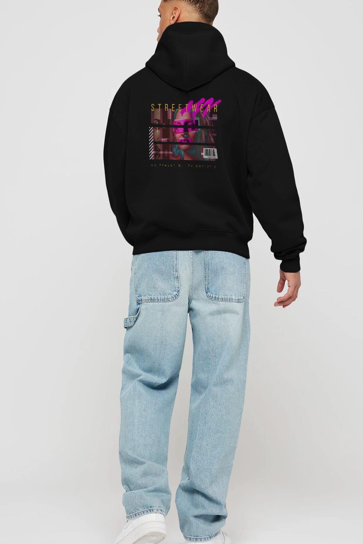Futuristic Streetwear 2 Arka Baskılı Oversize Hoodie Kapüşonlu Sweatshirt Erkek Kadın Unisex