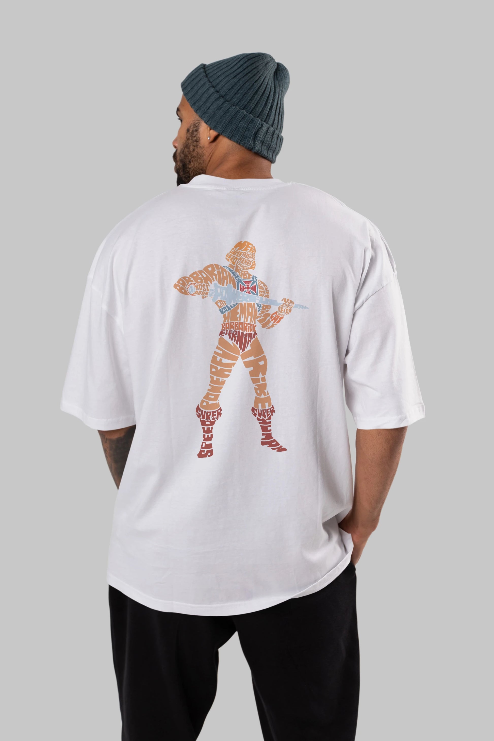 Heman Arka Baskılı Oversize t-shirt %100 pamuk Erkek Kadın Unisex