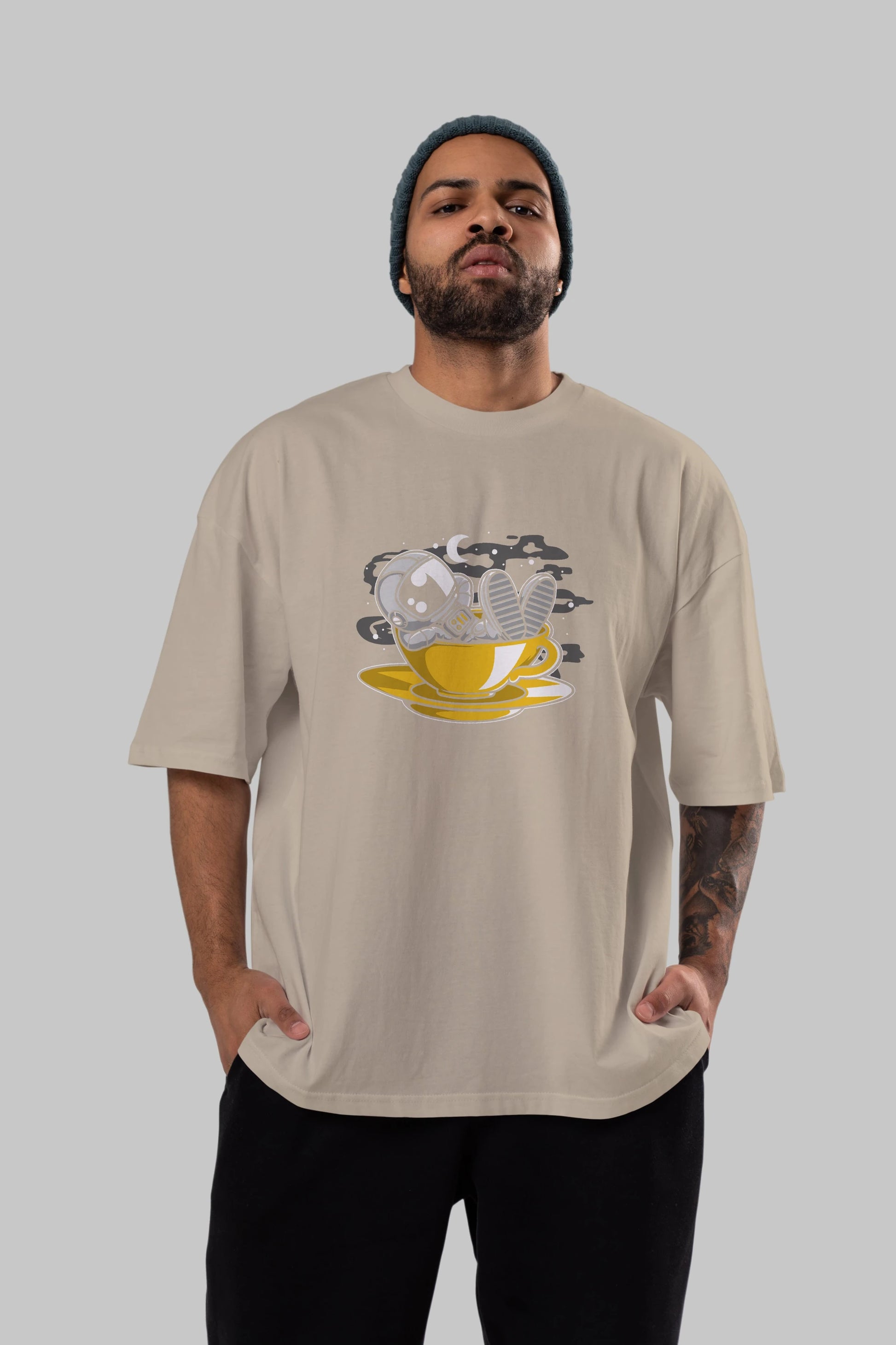 Astronaut Relax Ön Baskılı Oversize t-shirt Erkek Kadın Unisex