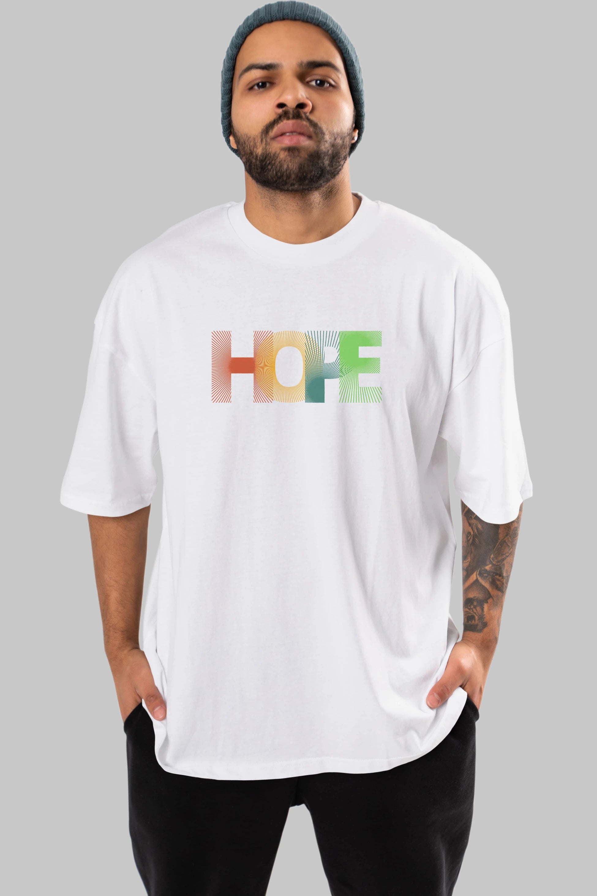 Hope Ön Baskılı Oversize t-shirt Erkek Kadın Unisex