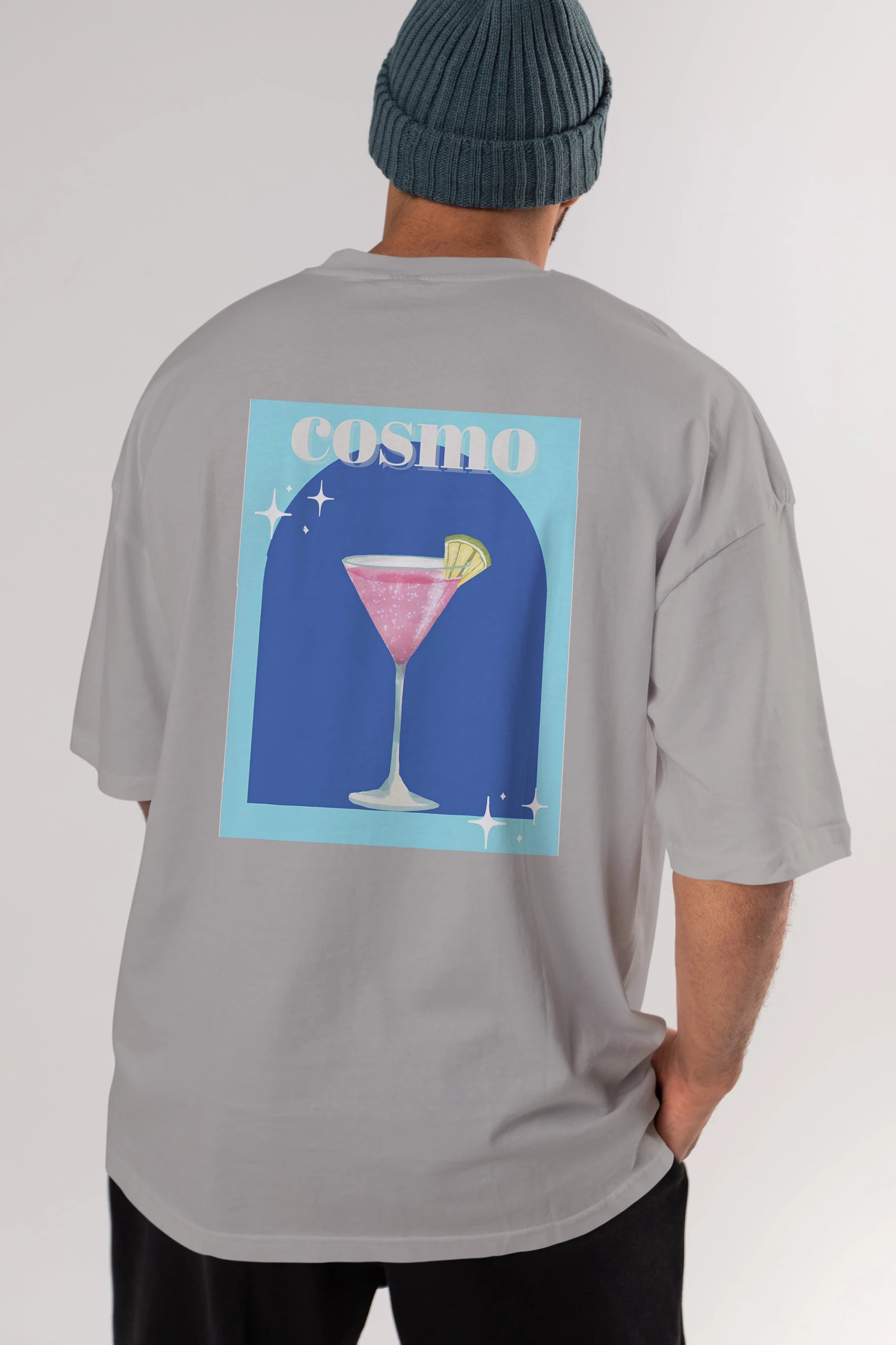 Cosmopolitan 2 Arka Baskılı Oversize t-shirt Erkek Kadın Unisex %100 Pamuk Bisiklet Yaka tişort
