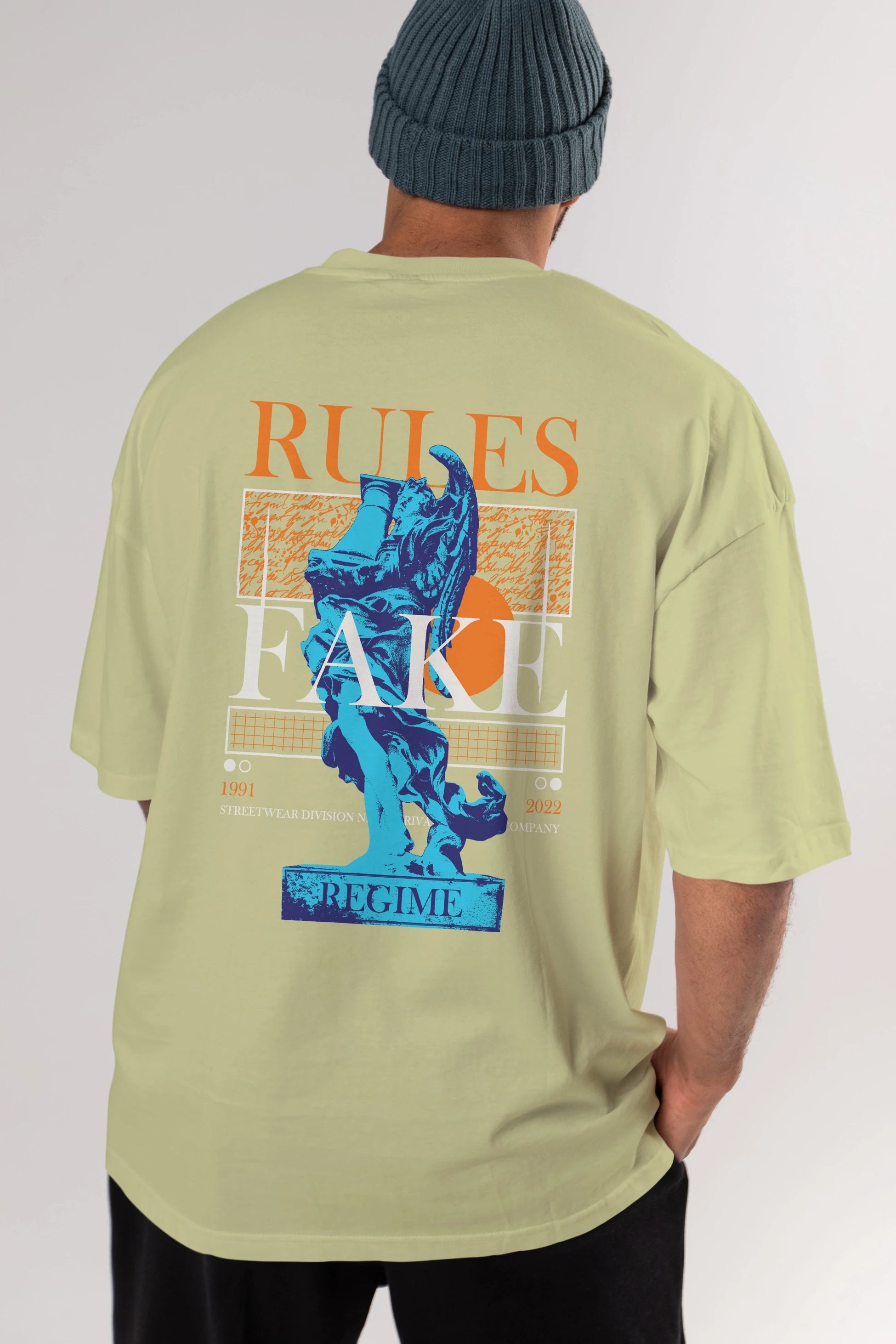 Rules Fake Arka Baskılı Oversize t-shirt Erkek Kadın Unisex