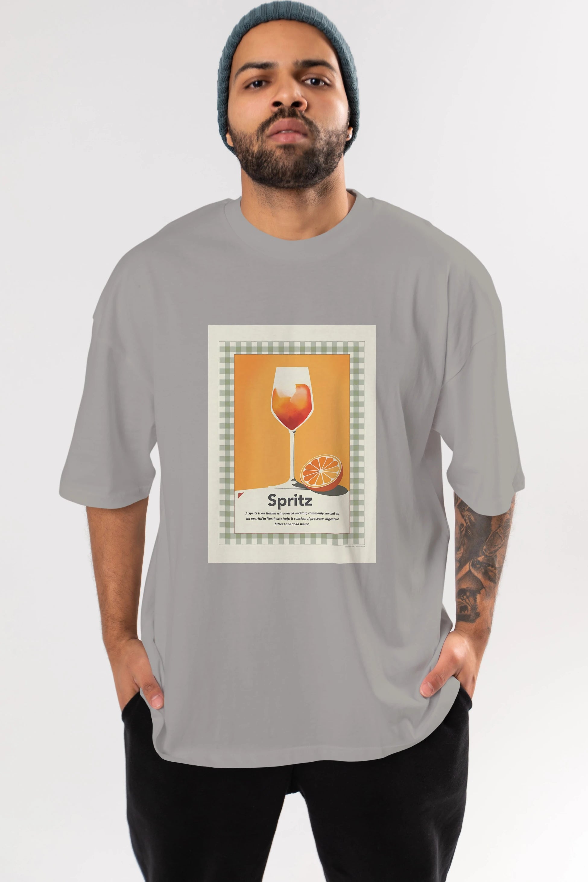 Aperol Spritz 5 Ön Baskılı Oversize t-shirt Erkek Kadın Unisex %100 Pamuk Bisiklet Yaka tişort