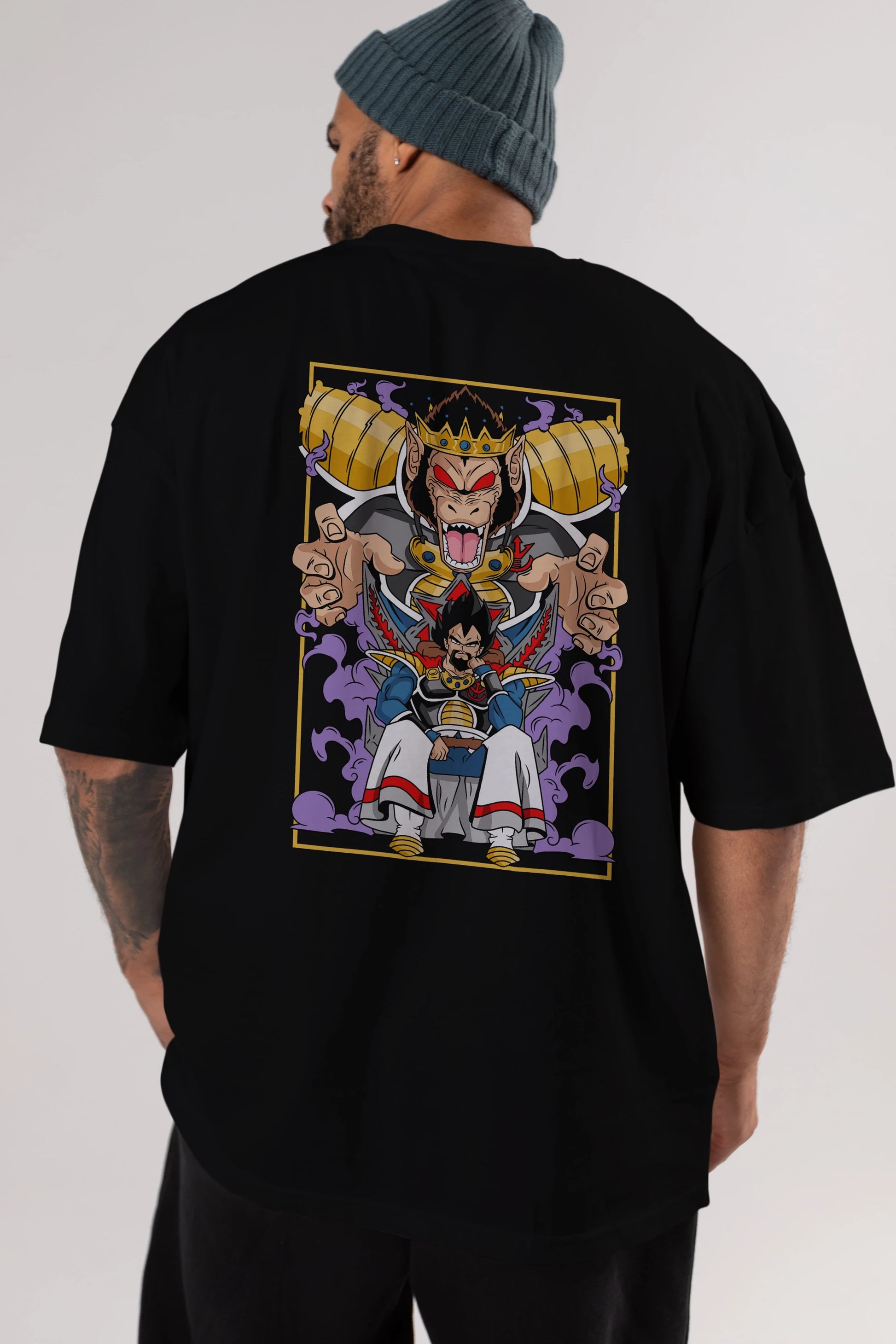 DragonBall ReyVegeta Anime Arka Baskılı Oversize t-shirt Erkek Kadın Unisex