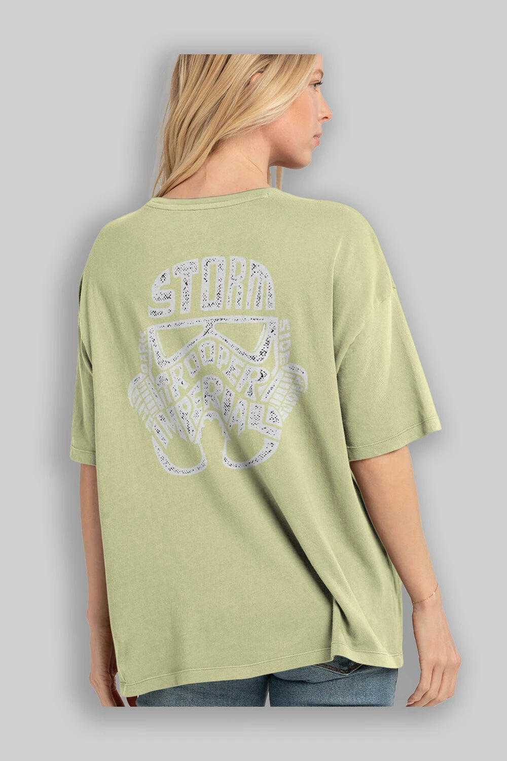 Storm Trooper Arka Baskılı Oversize t-shirt %100 pamuk Erkek Kadın Unisex