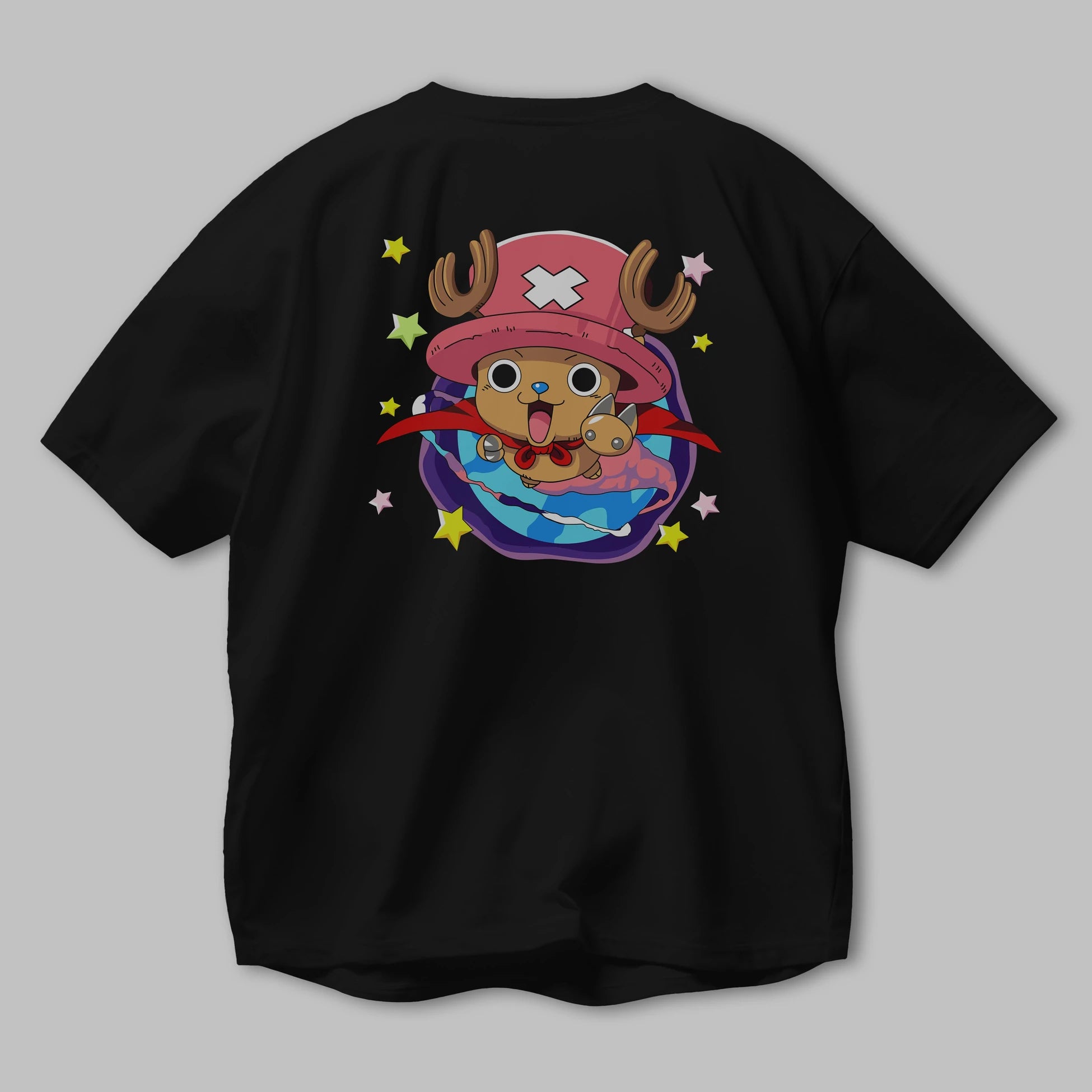 Tony Tony Chopper Anime Arka Baskılı Oversize t-shirt Erkek Kadın Unisex %100 pamuk tişort