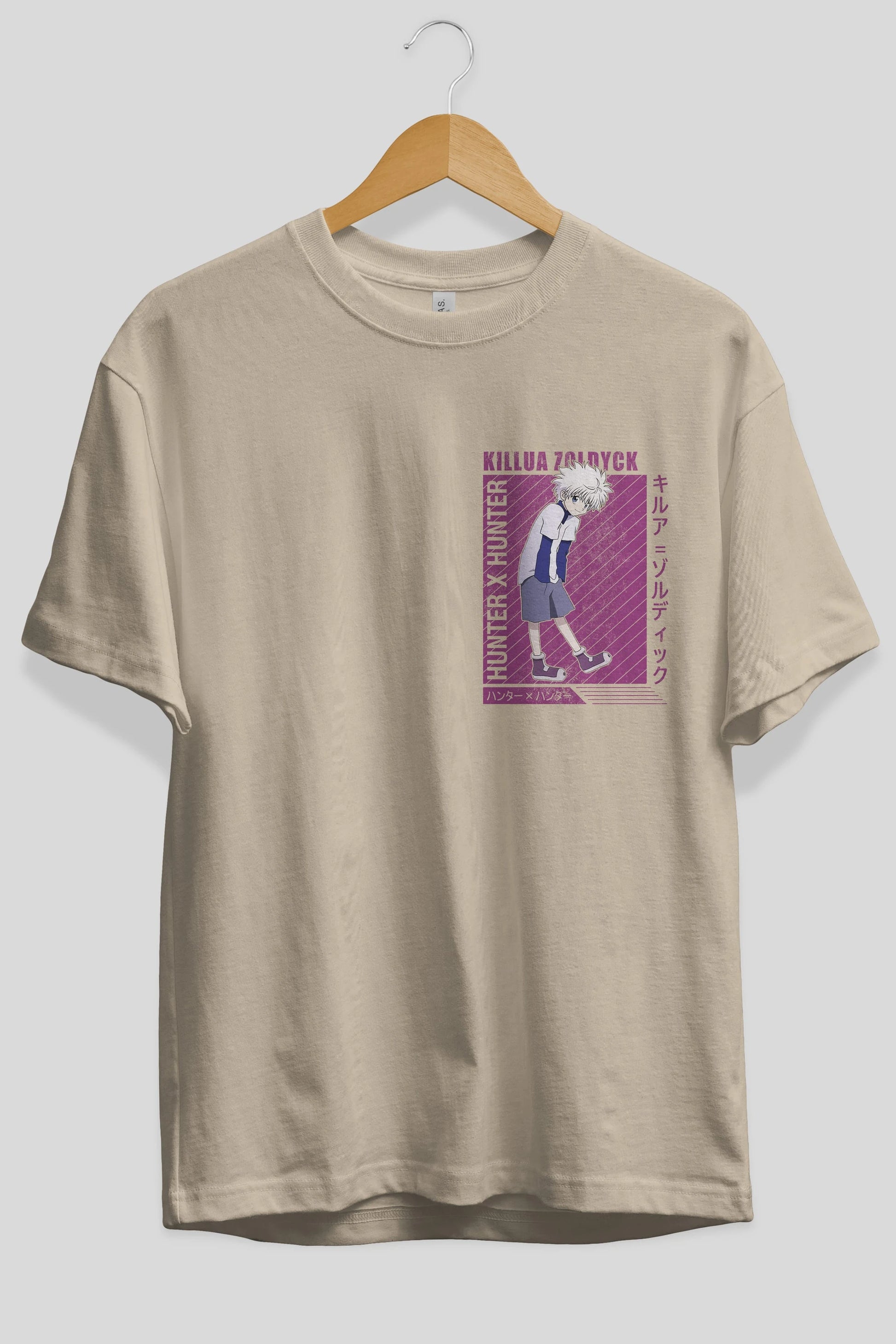 Killua Zoldyck 3 1 Ön Sol Baskılı Oversize t-shirt Erkek Kadın Unisex %100 Pamuk Bisiklet Yaka tişort