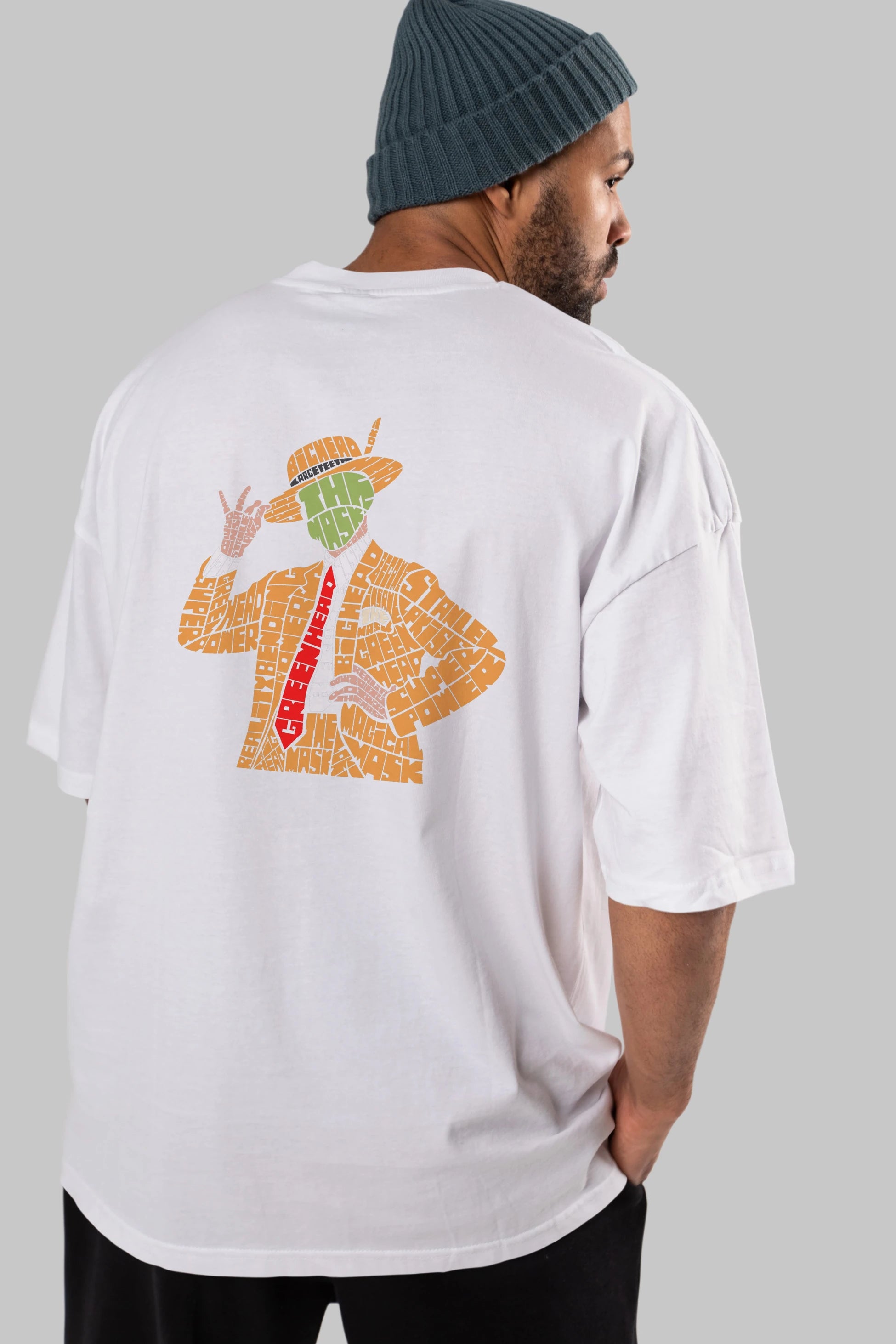 The Mask Arka Baskılı Oversize t-shirt %100 pamuk Erkek Kadın Unisex