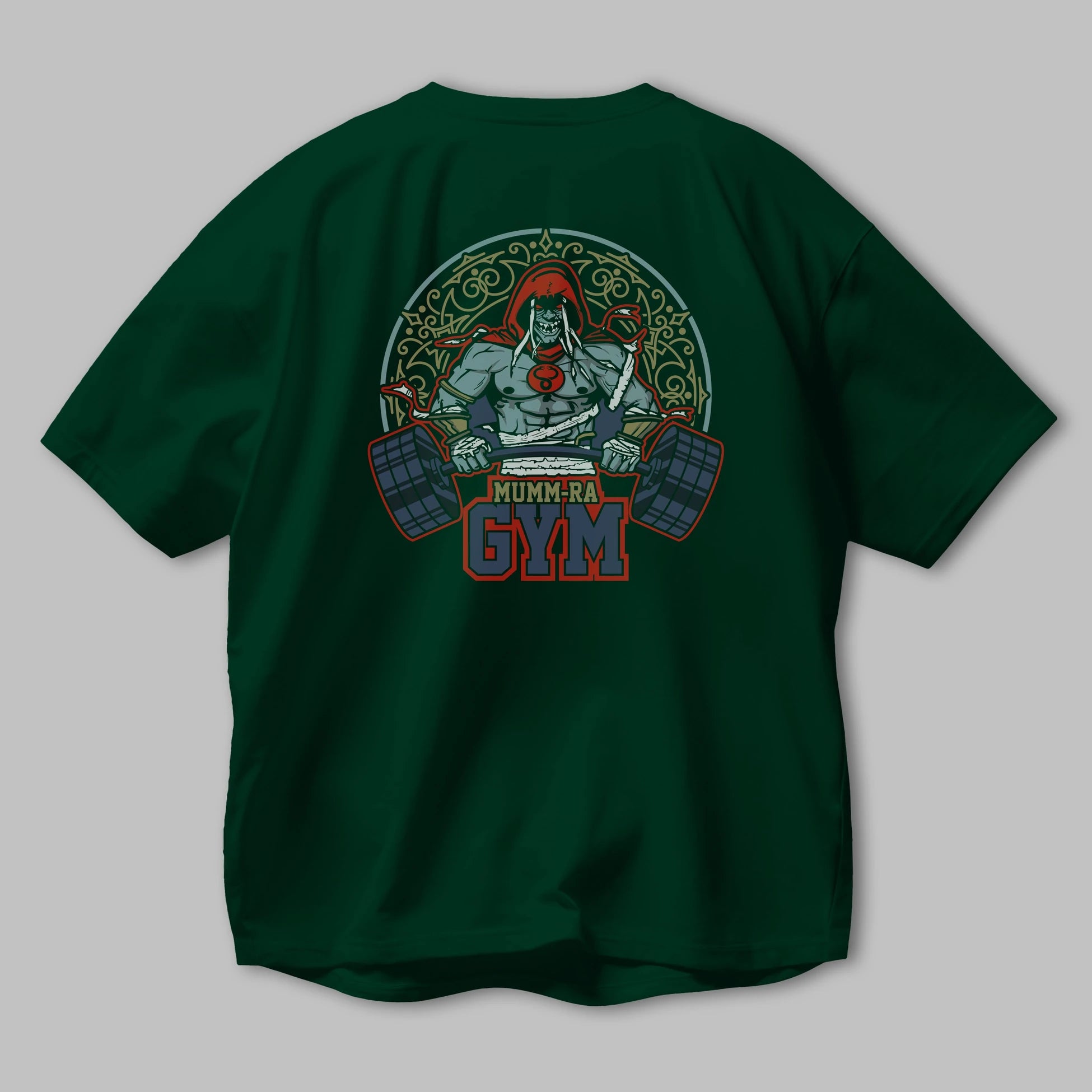 Mumm-ra GYM Arka Baskılı Oversize t-shirt Erkek Kadın Unisex %100 Pamuk Bisiklet Yaka tişort