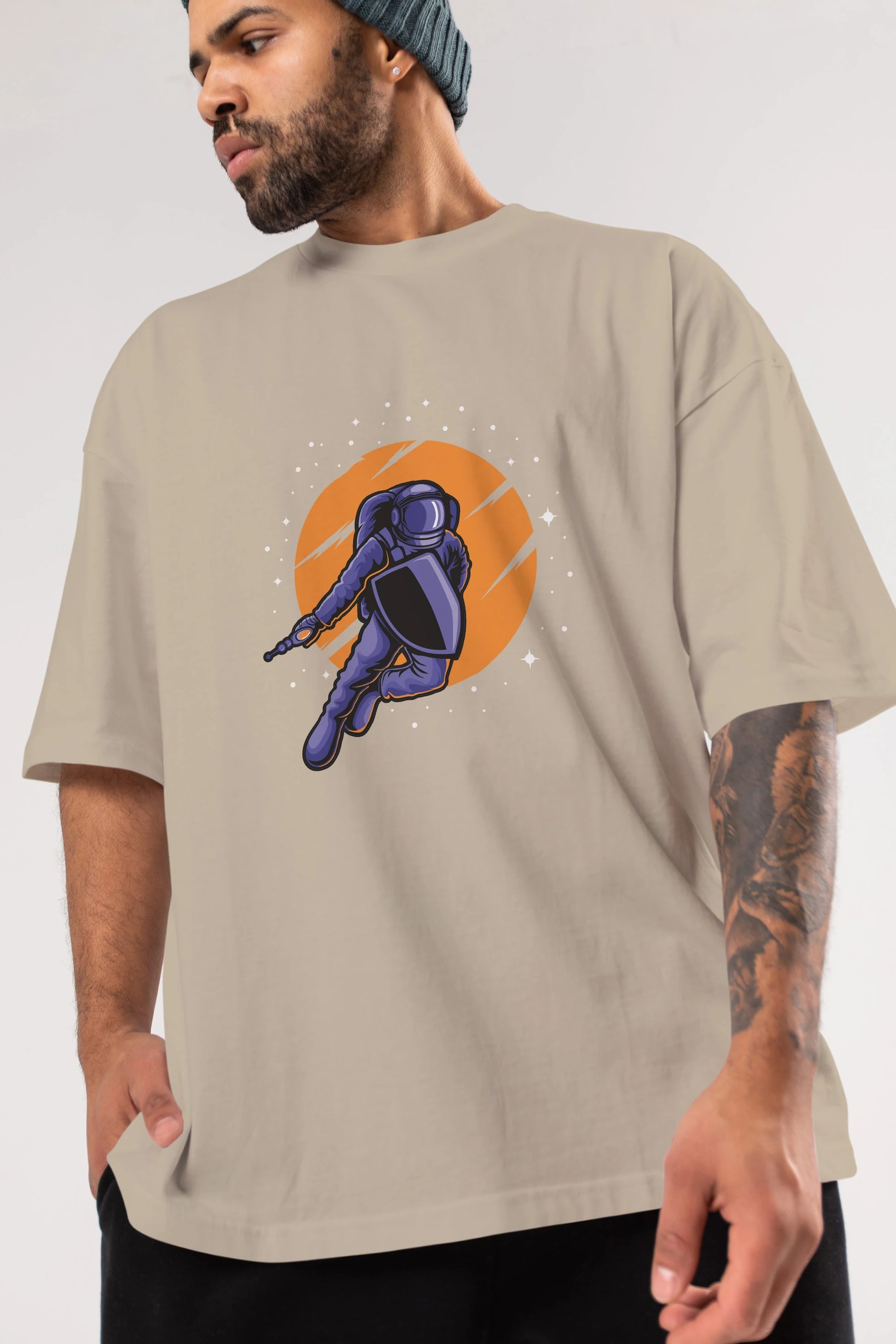 Astro Wars Ön Baskılı Oversize t-shirt Erkek Kadın Unisex