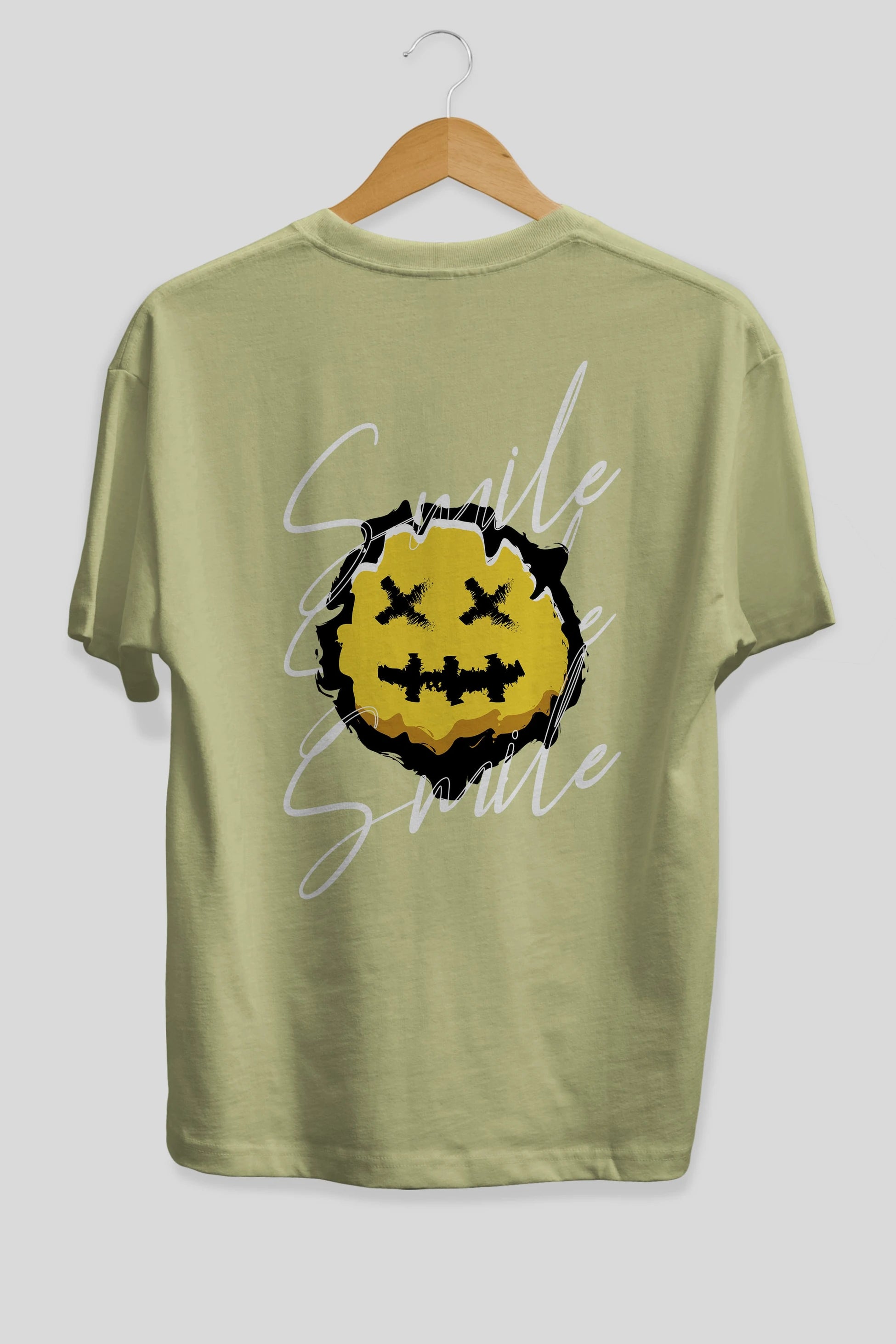 Smile Emoji Arka Baskılı Oversize t-shirt Erkek Kadın Unisex